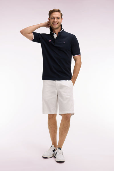 Maillot à manches courtes XV de France en coton marine brodé coupe Regular