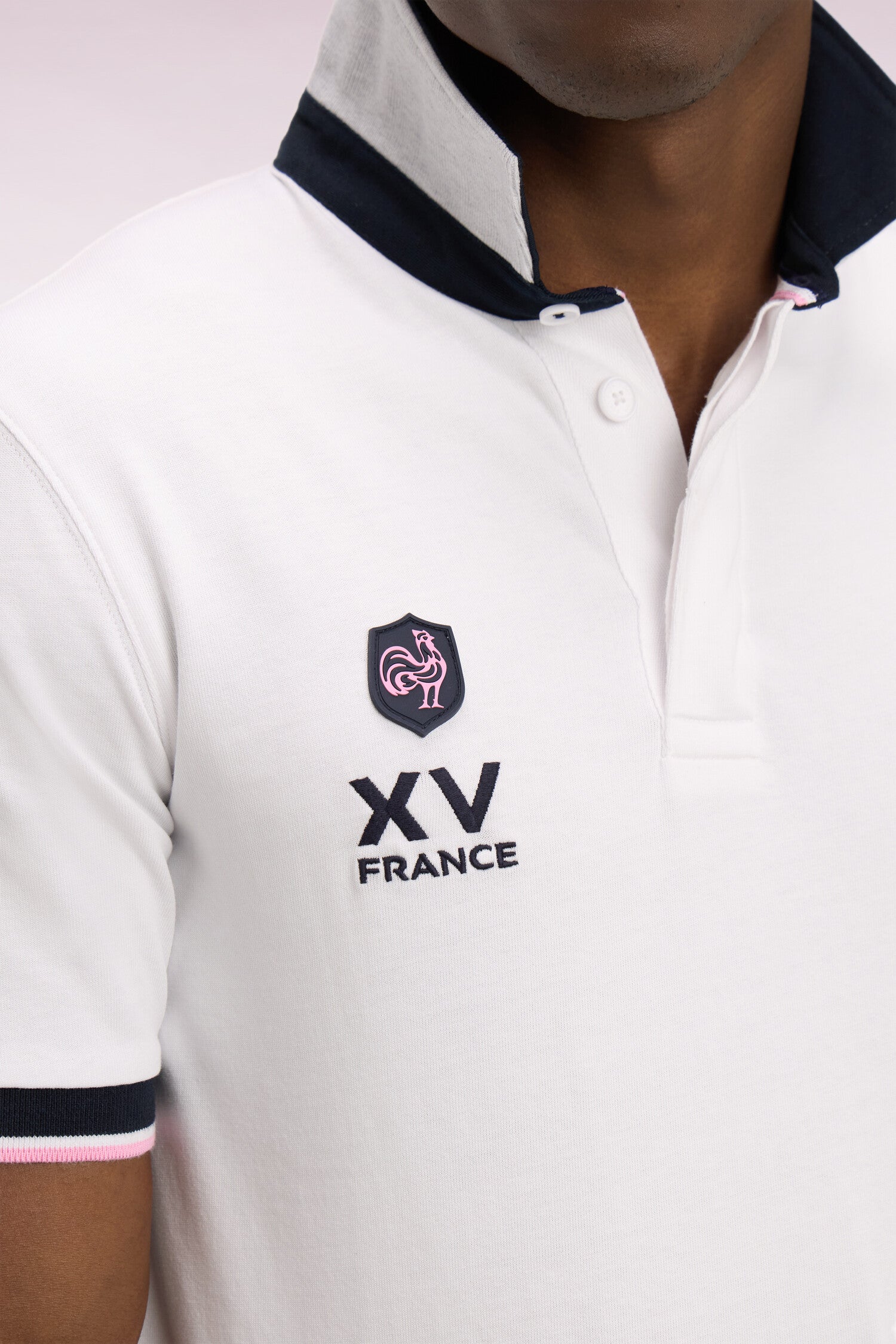 Maillot à manches courtes XV de France en coton blanc coupe regular