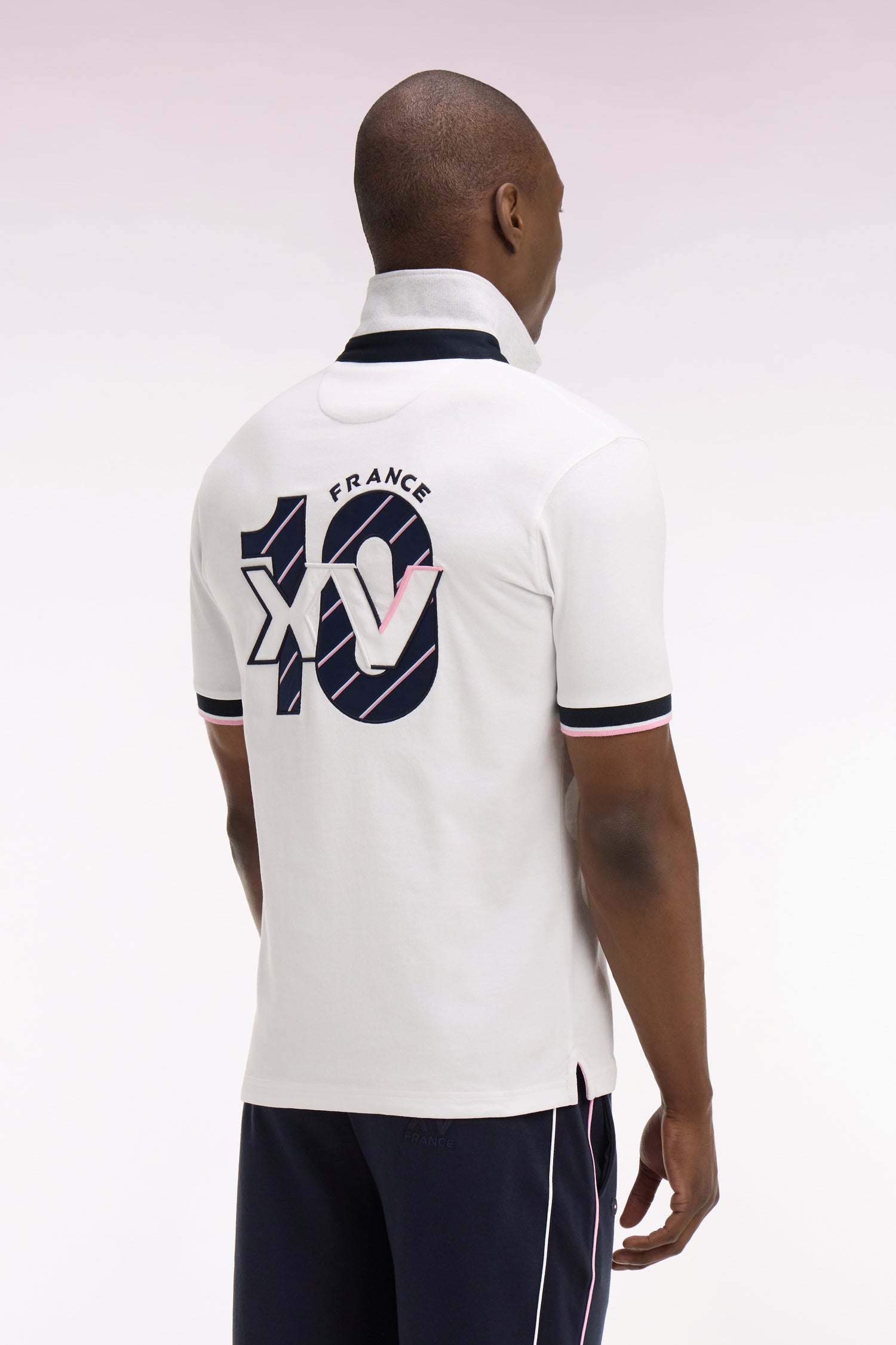 Maillot à manches courtes XV de France en coton blanc coupe regular