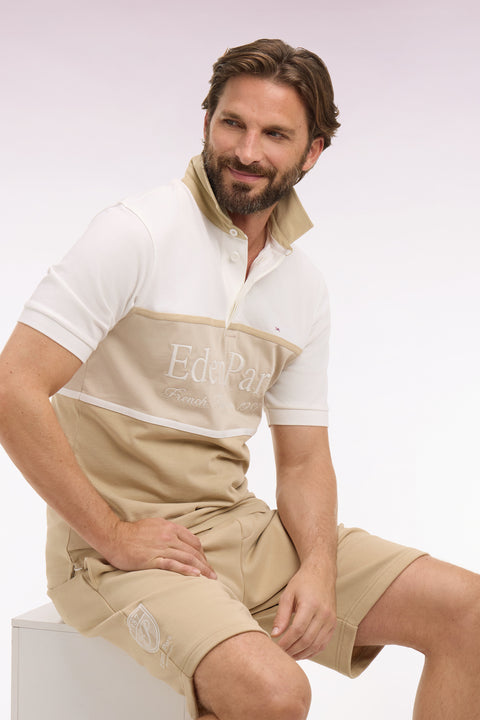 Maillot à manches courtes beige à découpes et broderie coupe regular - Image 1