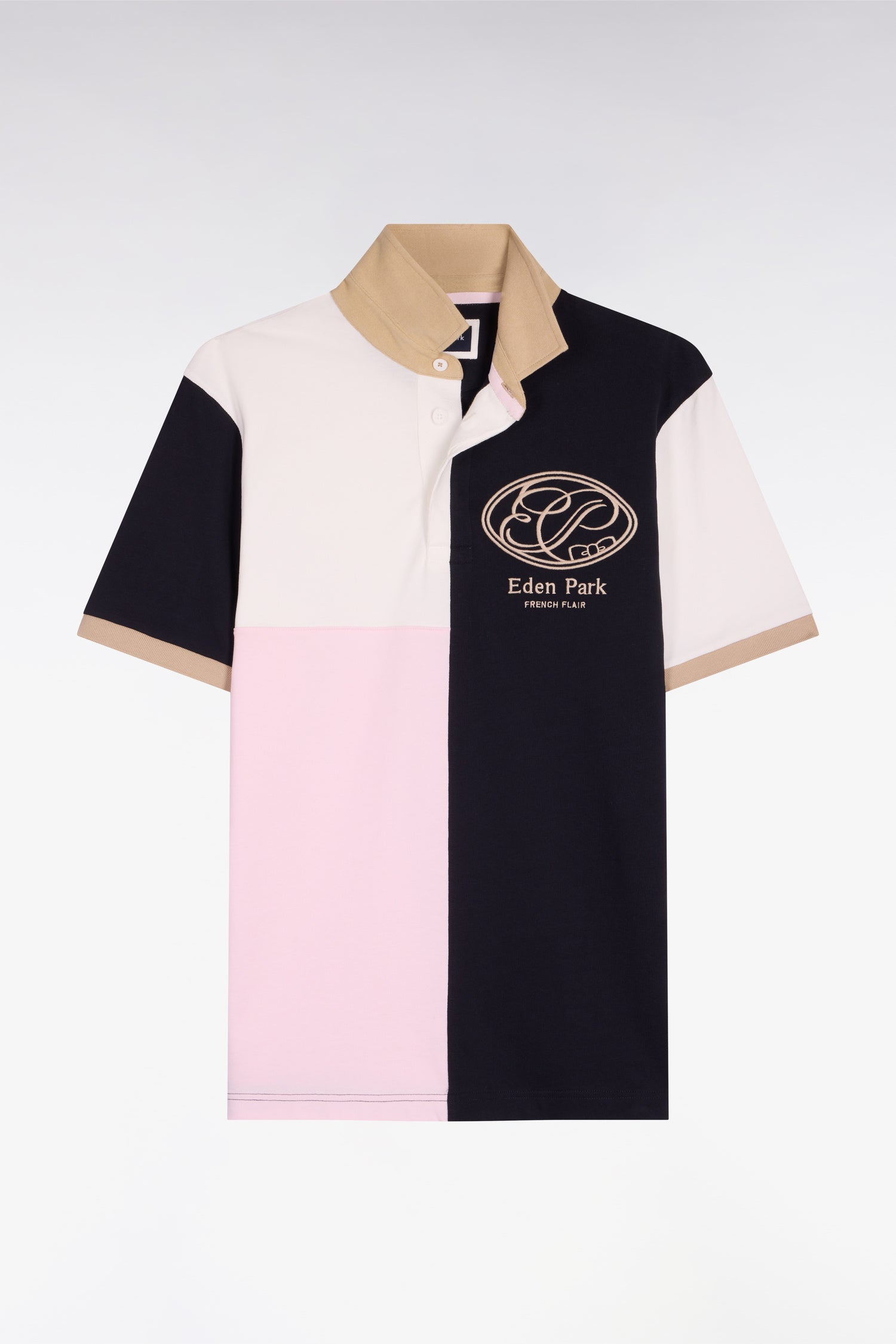 Maillot à manches courtes marine découpes graphiques et broderie coupe regular