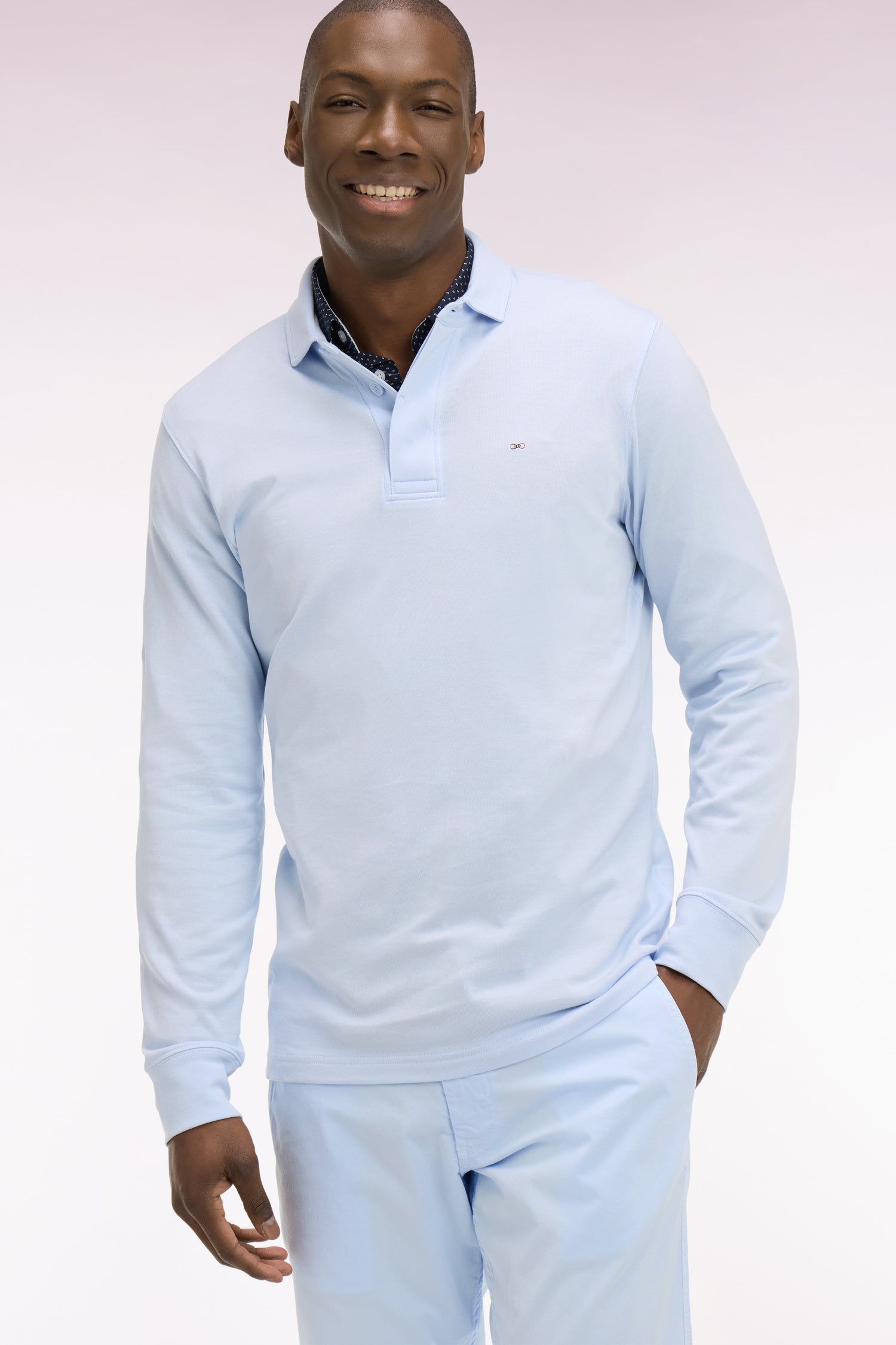 Maillot à manches longues en coton Pima bleu ciel