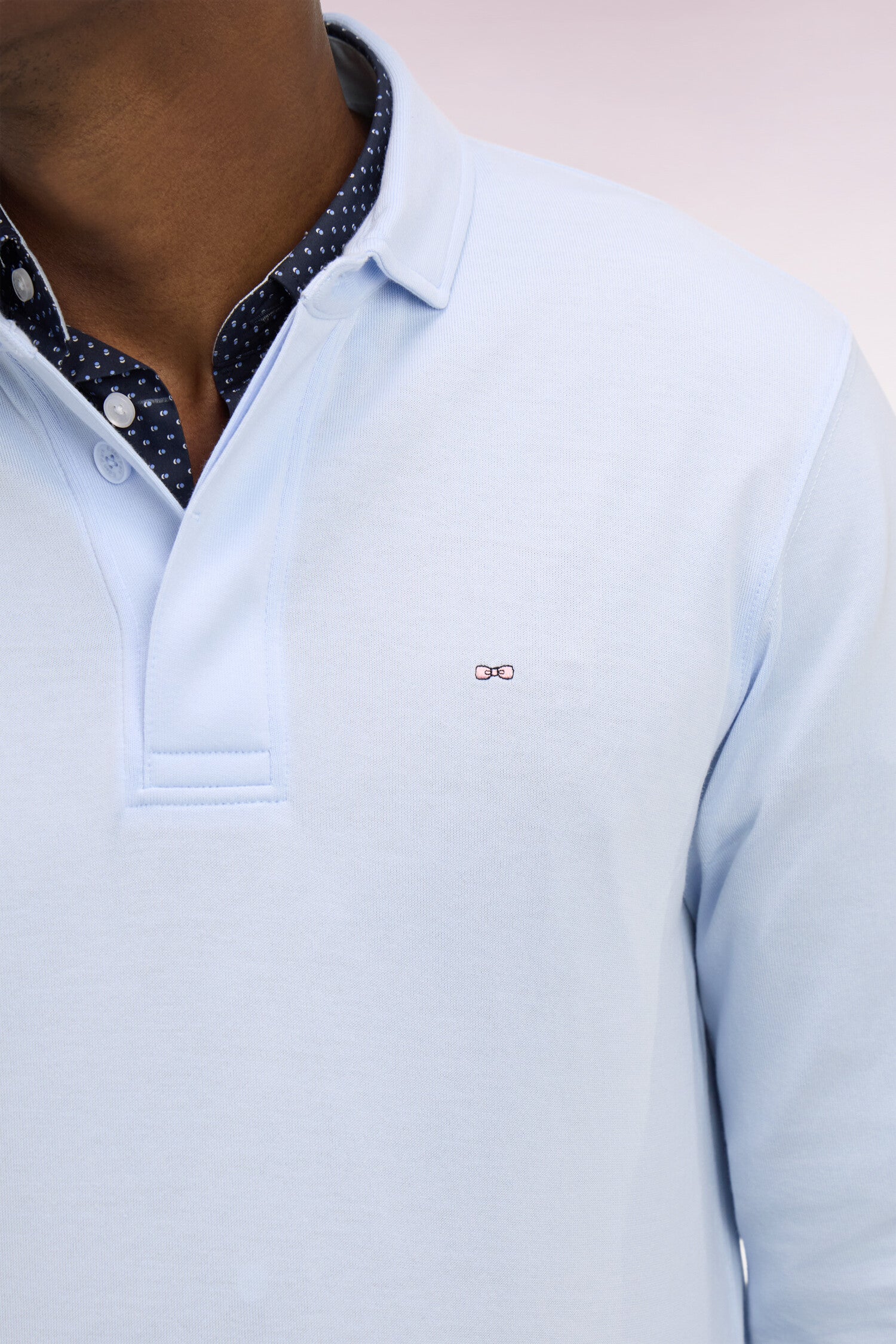 Maillot à manches longues en coton Pima bleu ciel