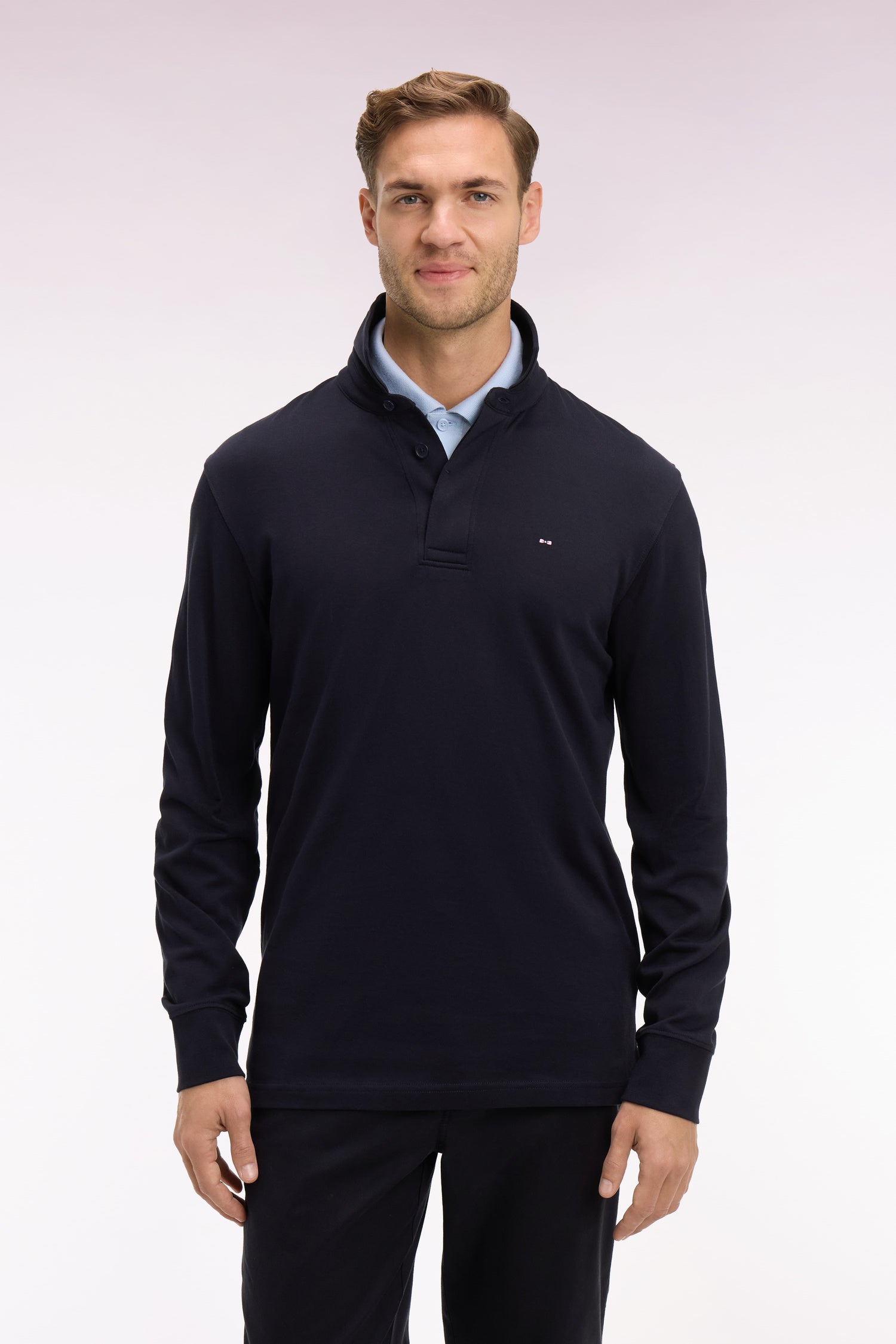 Maillot à manches longues en coton Pima marine