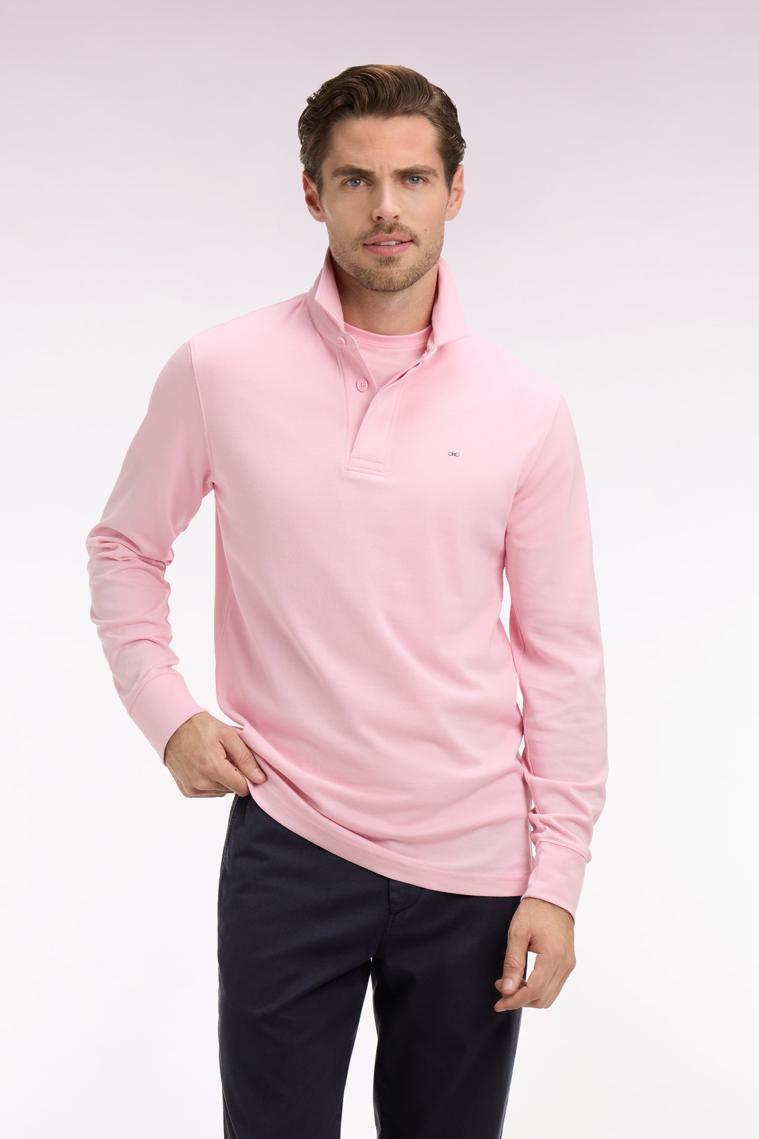 Maillot à manches longues en coton Pima rose
