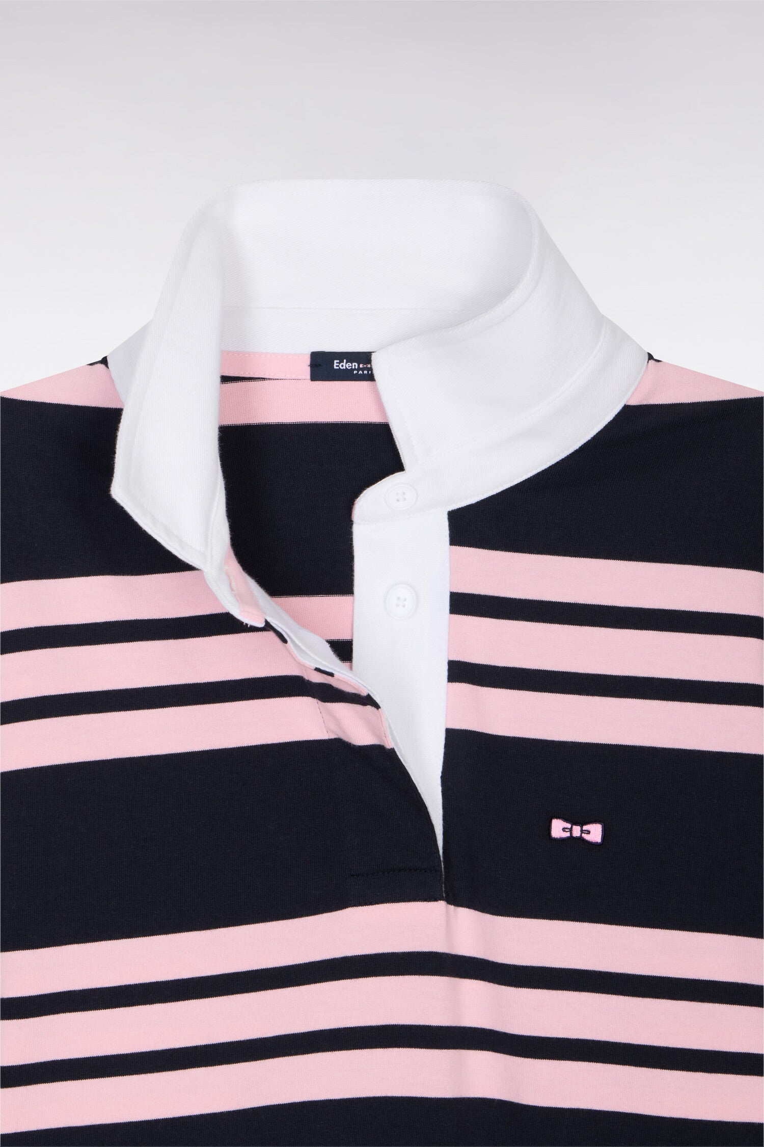 Maillot à manches longues rayé marine et rose coupe oversized
