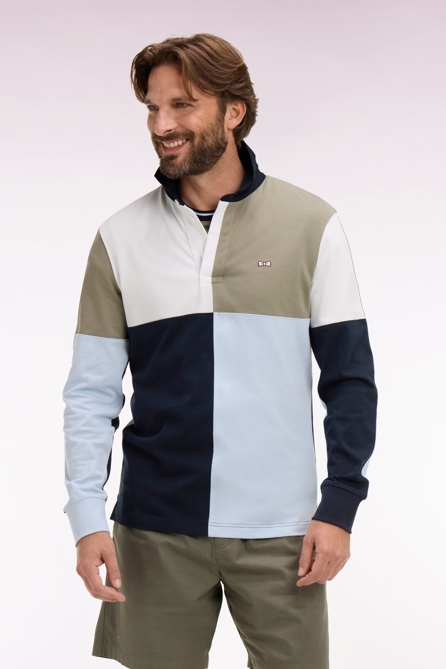 Long-sleeve jersey in sky cotton crossover
