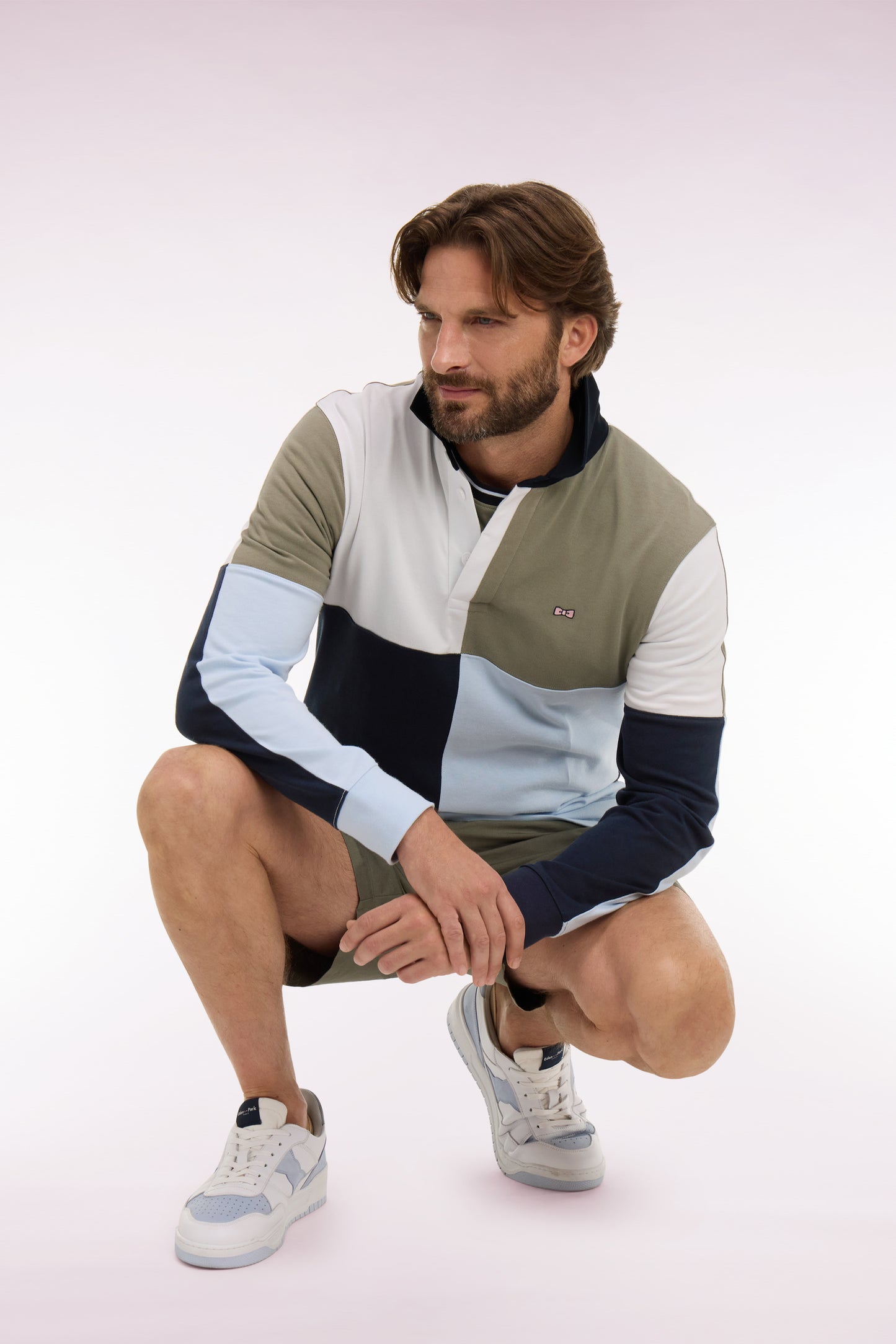 Long-sleeve jersey in sky cotton crossover