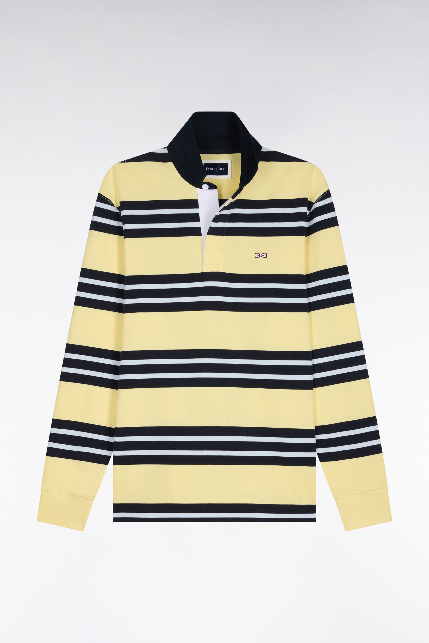 Maillot à manches longues en coton rayé jaune clair