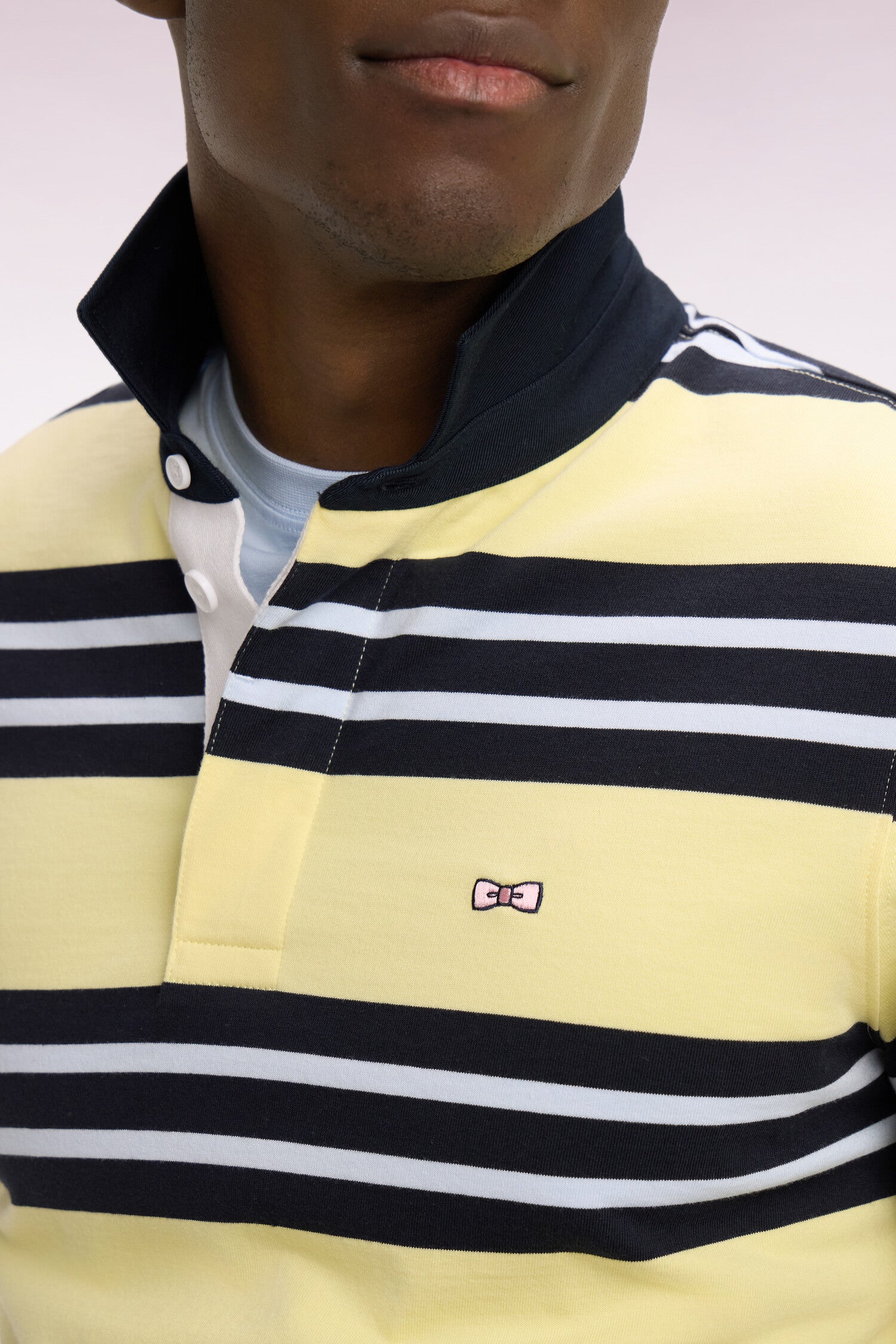 Maillot à manches longues en coton rayé jaune clair