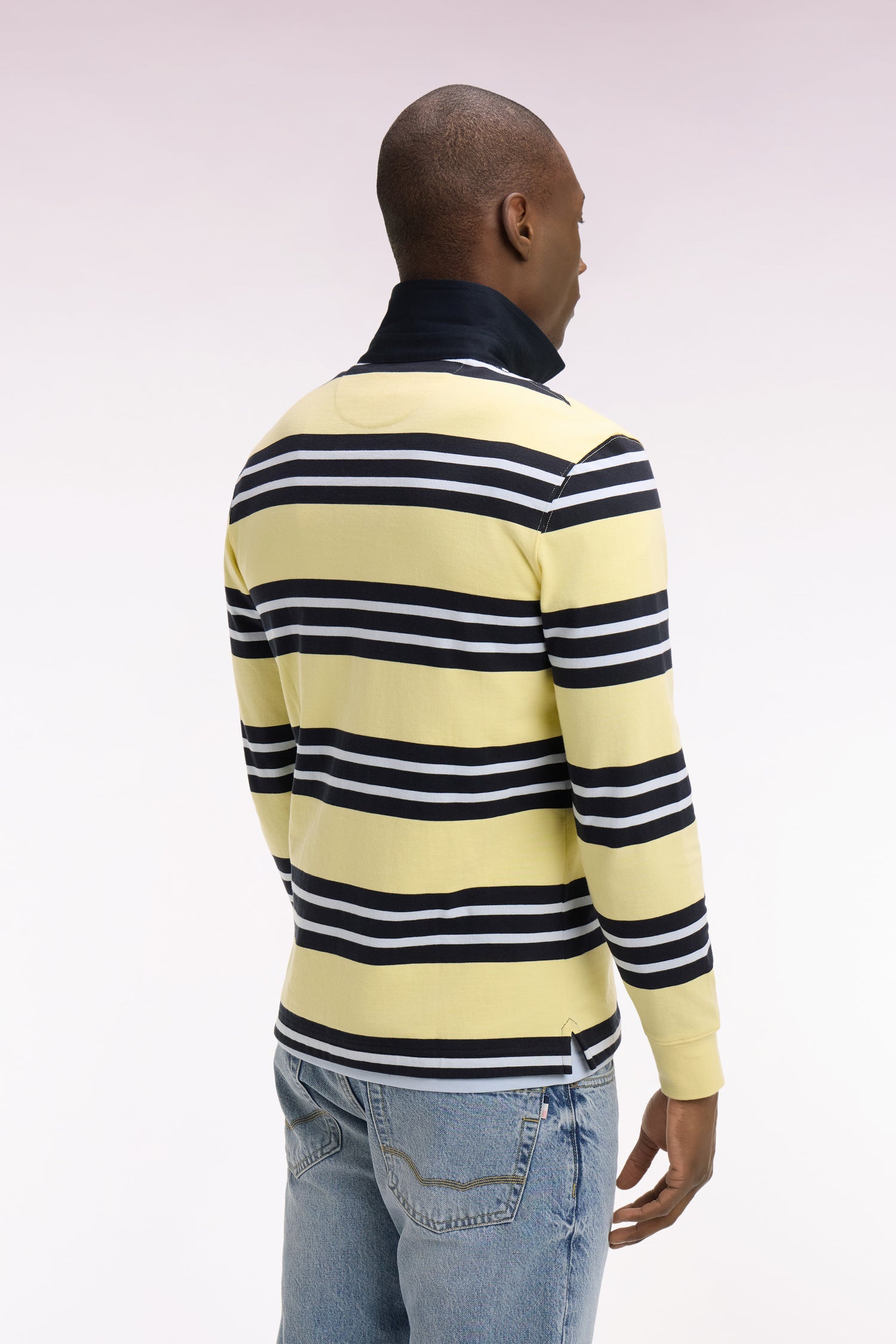 Maillot à manches longues en coton rayé jaune clair