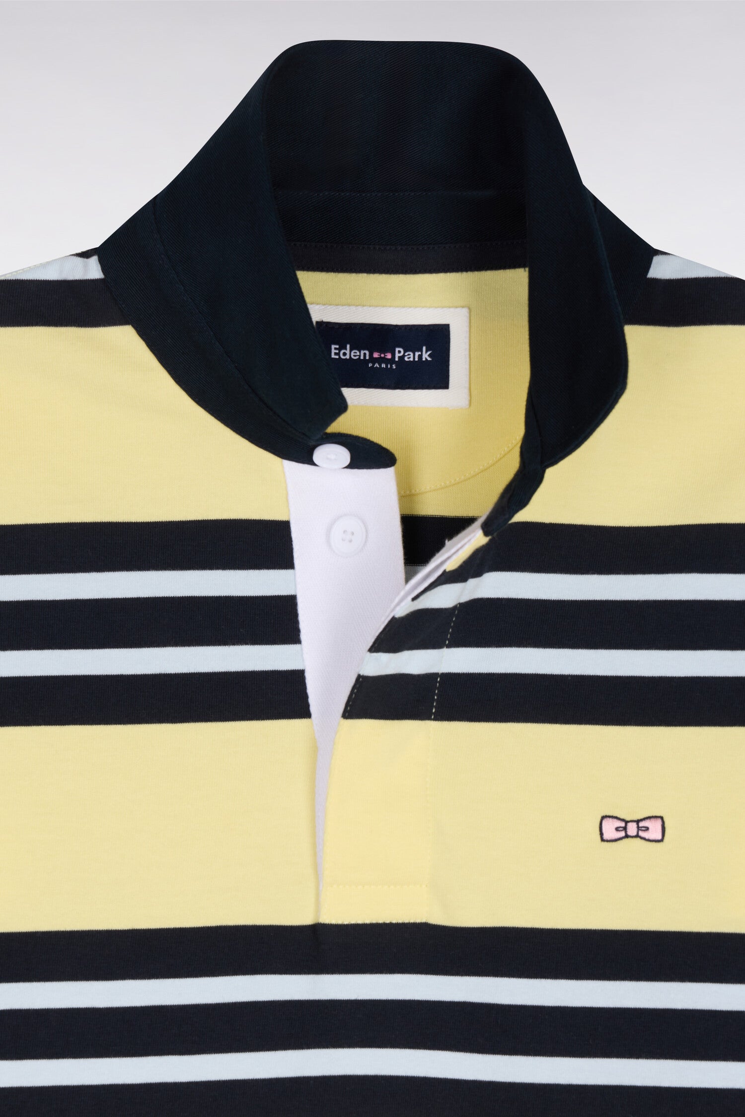 Maillot à manches longues en coton rayé jaune clair