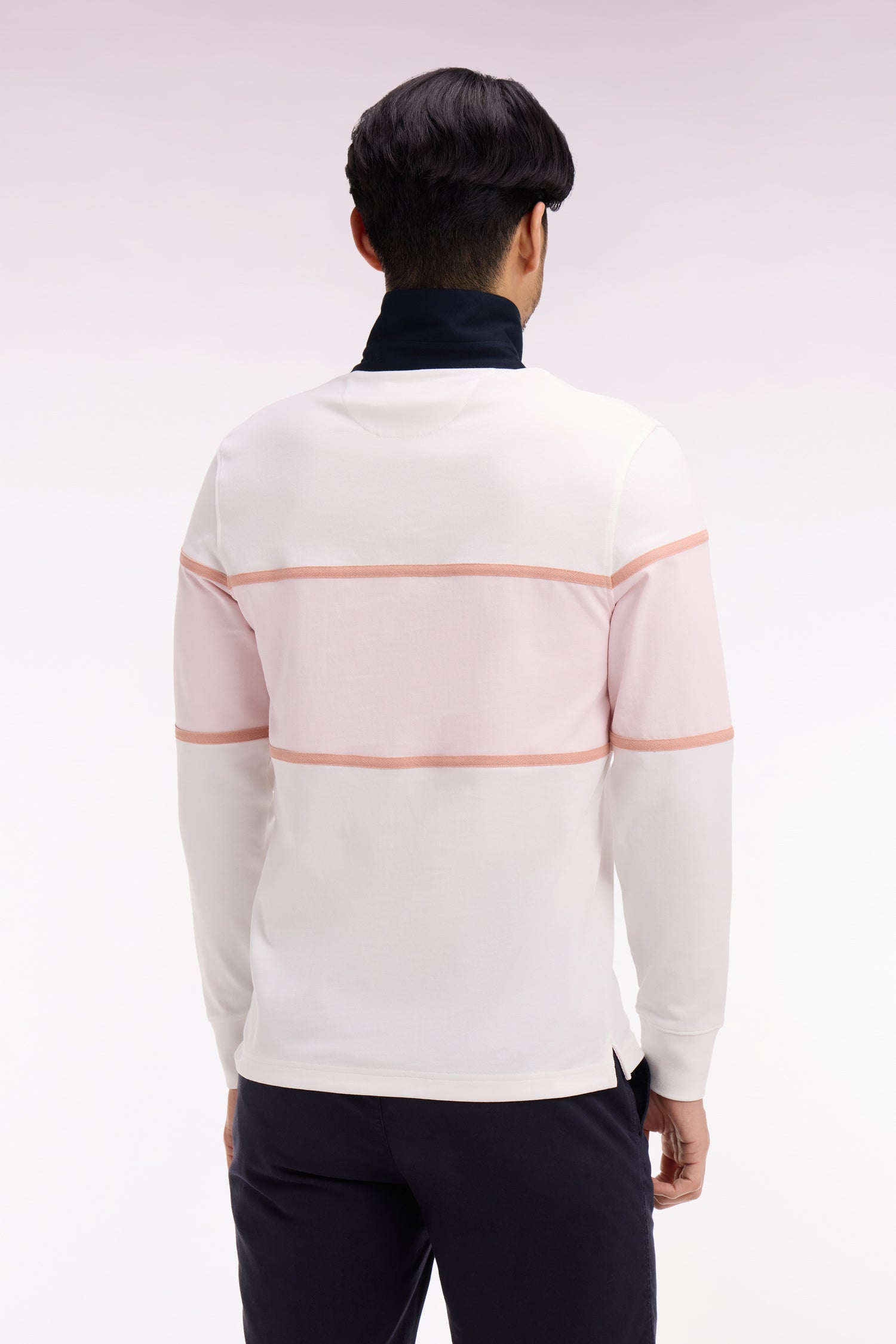 Maillot à manches longues écru et rose brodé