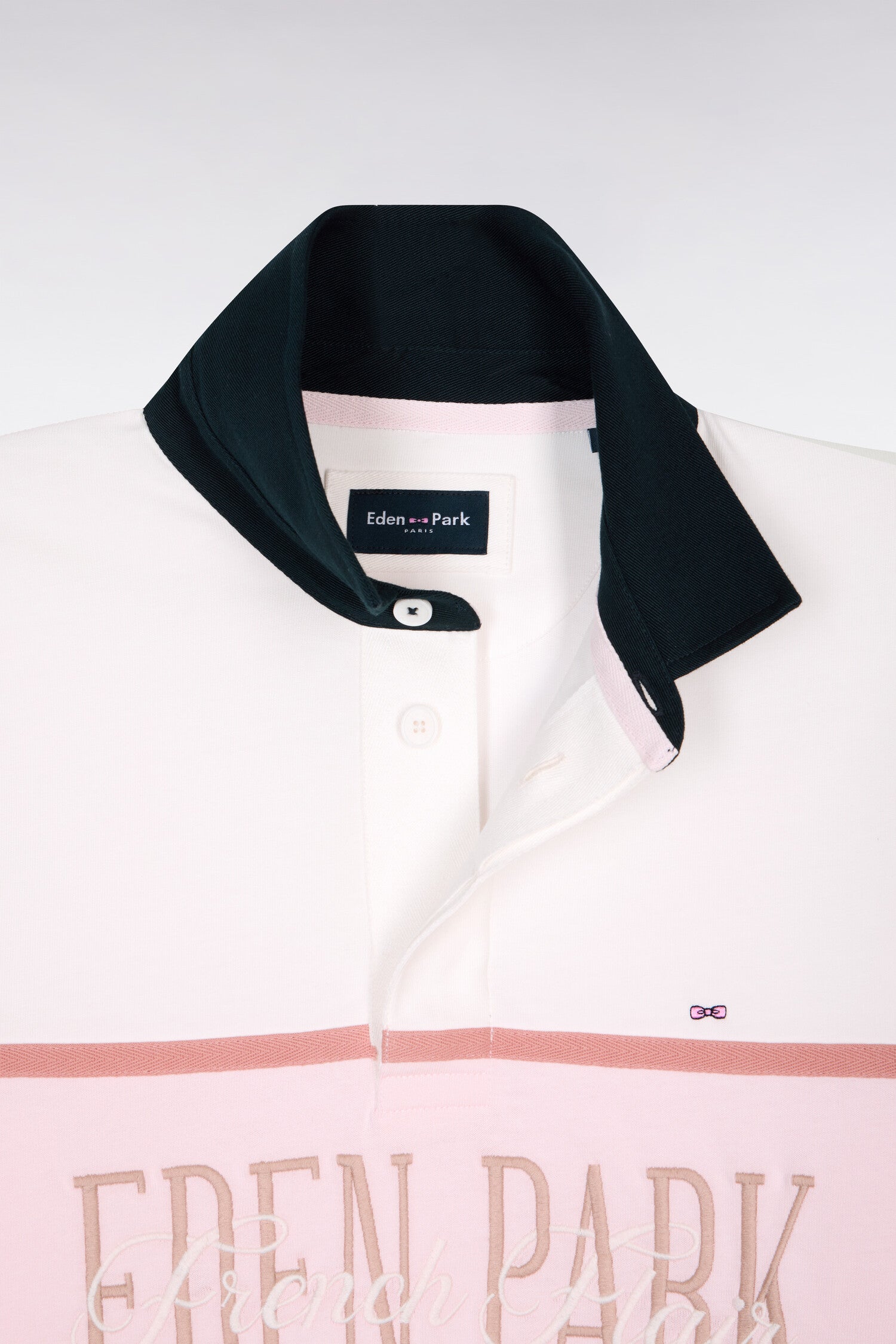 Maillot à manches longues écru et rose brodé