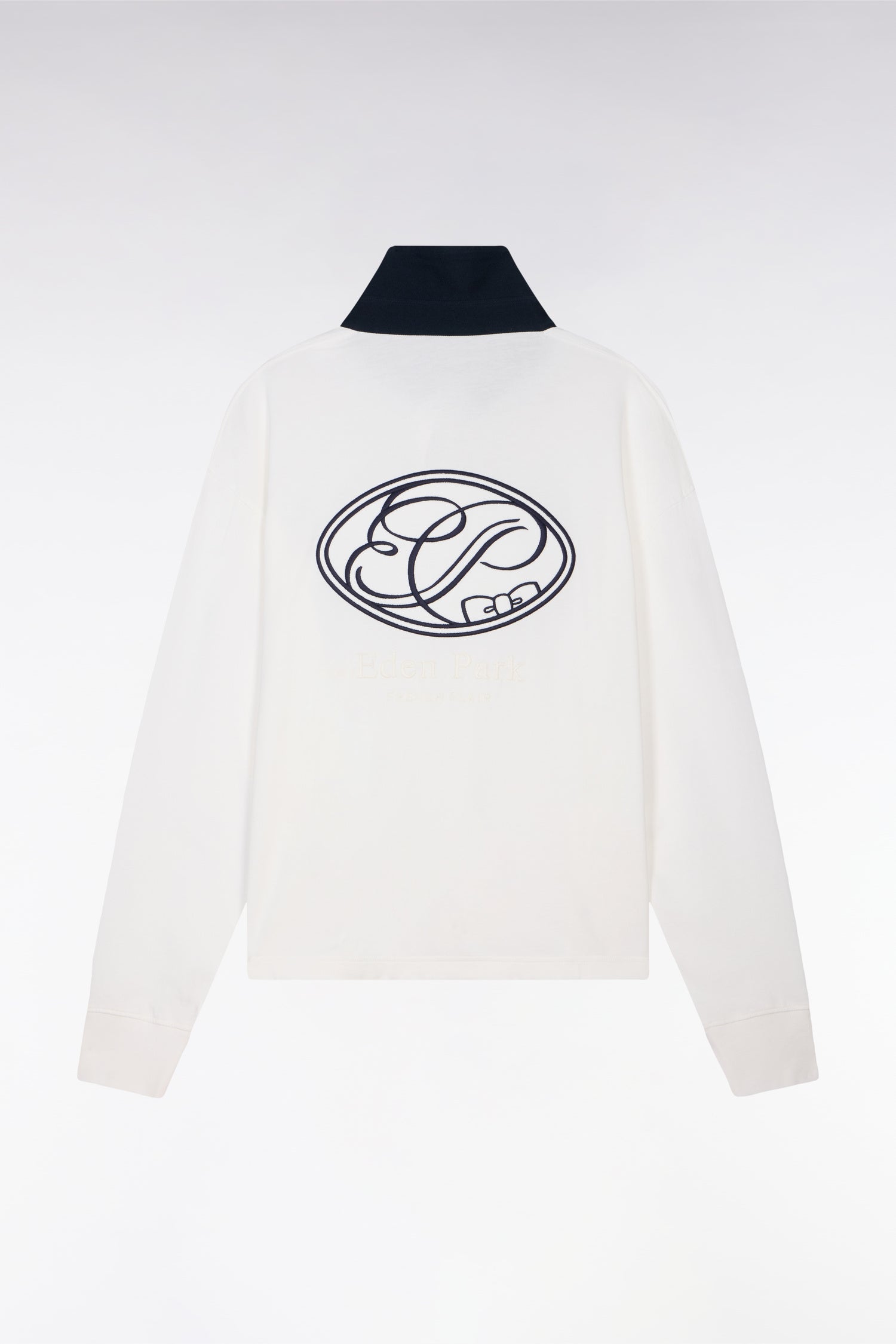 Maillot à manches longues en coton écru brodé coupe Oversized