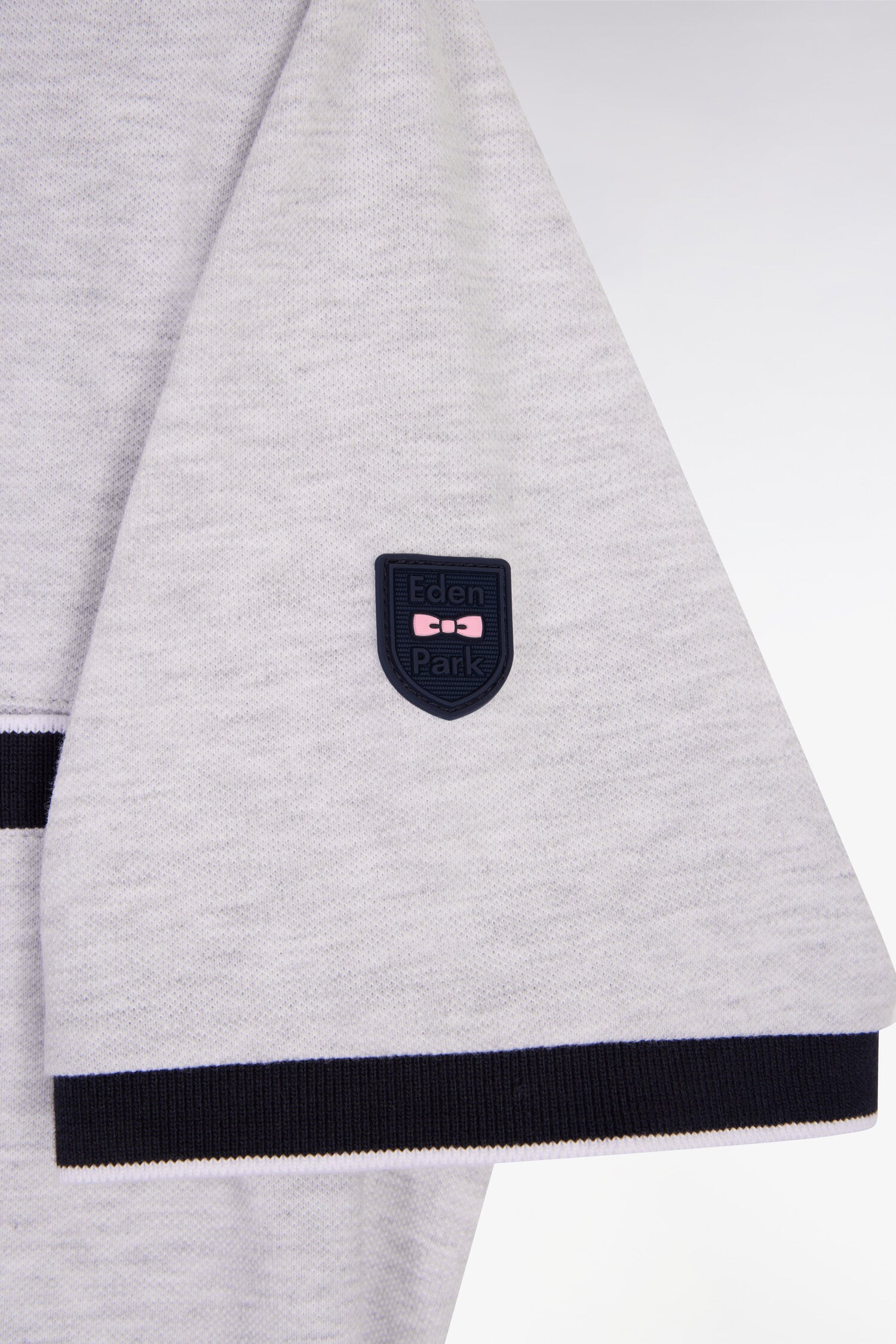 Polo manches courtes en piqué coton stretch gris clair coupe slim