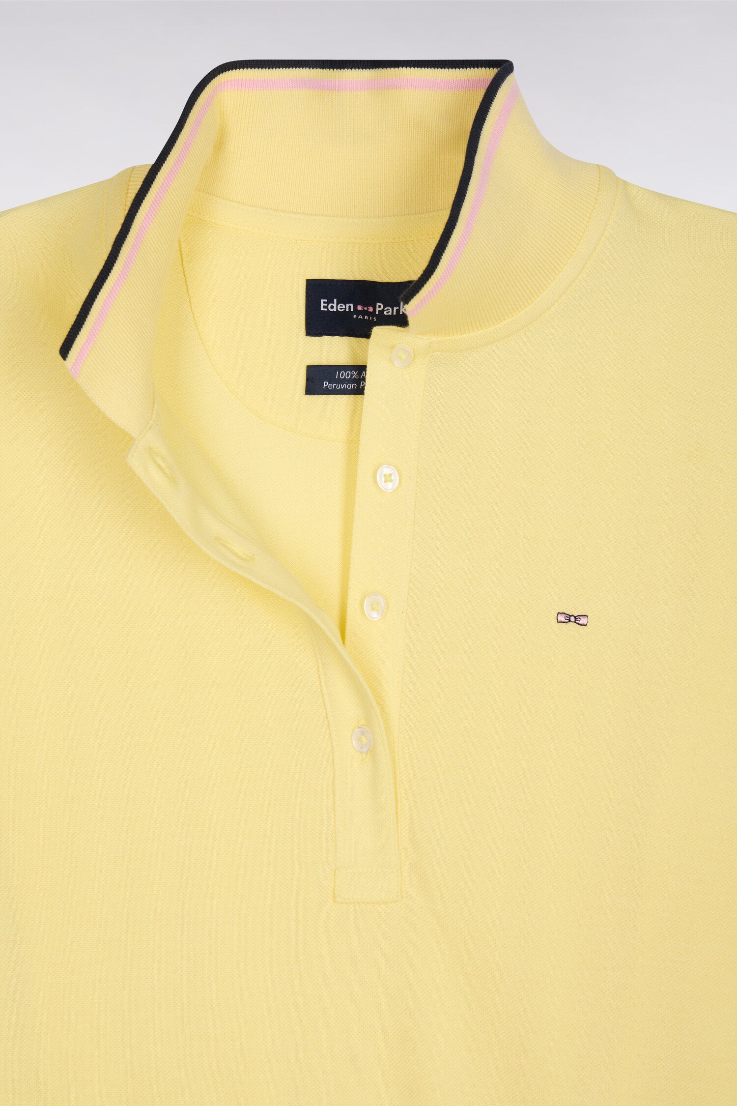 Polo à manches courtes en coton jaune clair coupe regular