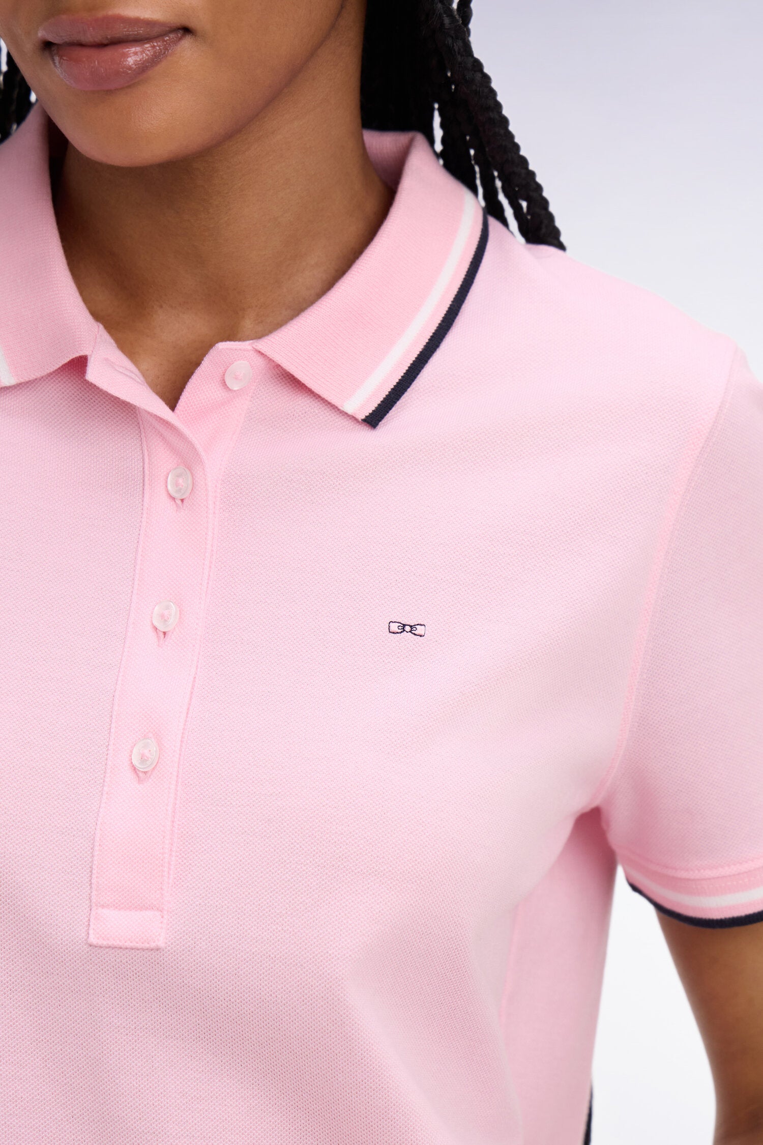 Polo à manches courtes en coton rose coupe regular