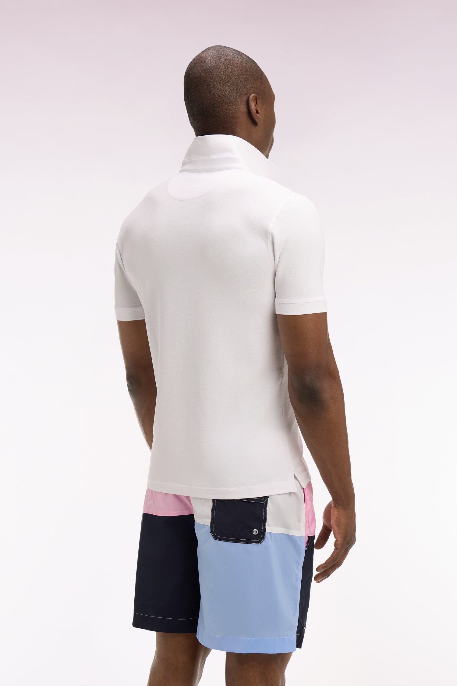 Polo à manches courtes en coton blanc coupe slim