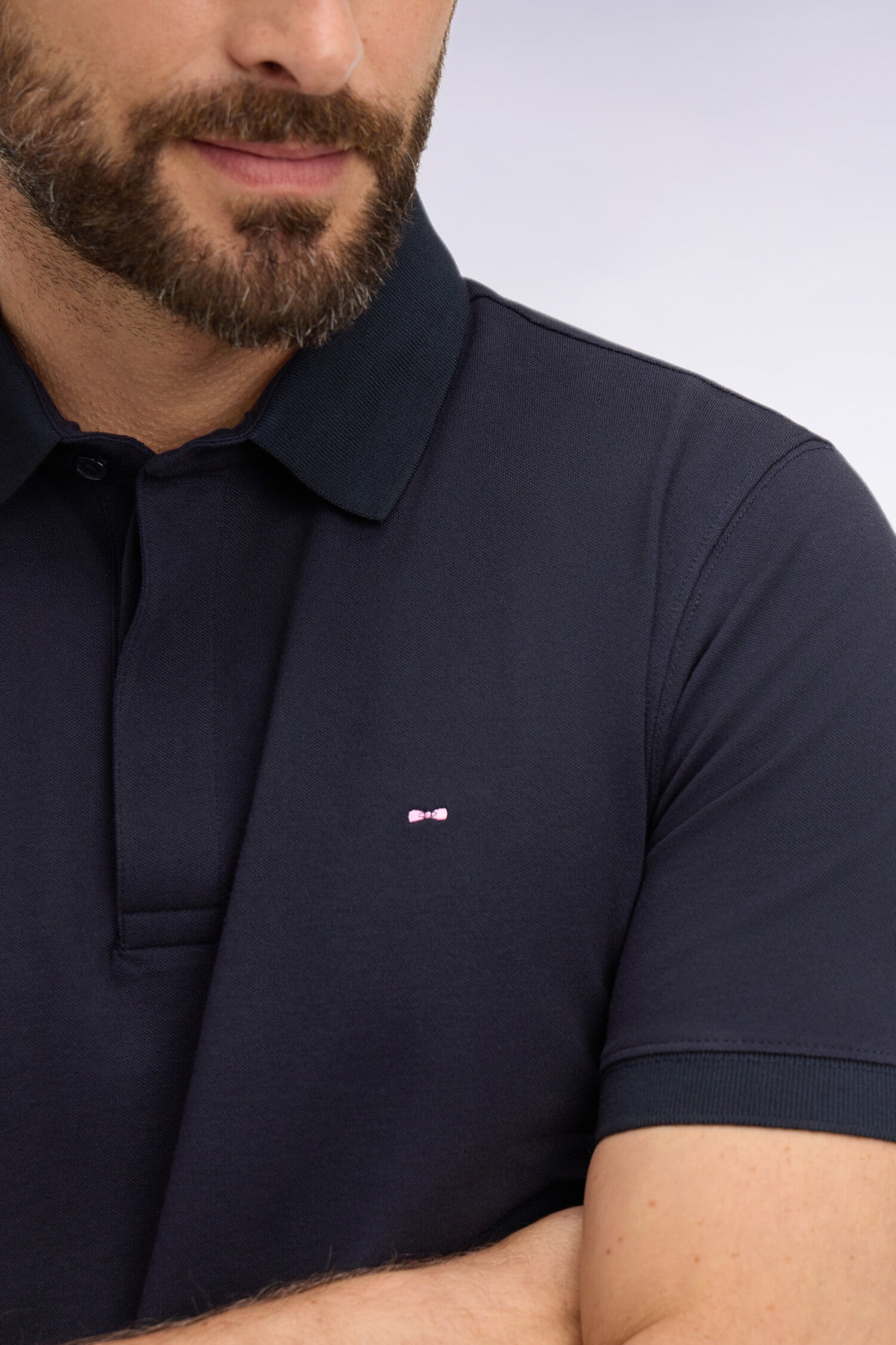 Polo à manches courtes en coton marine coupe slim