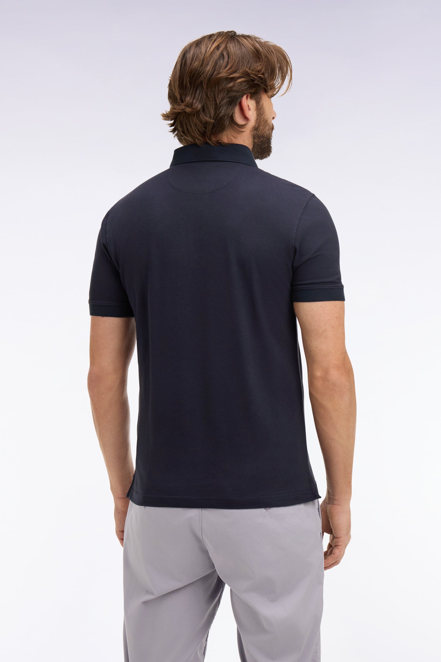 Polo à manches courtes en coton marine coupe slim