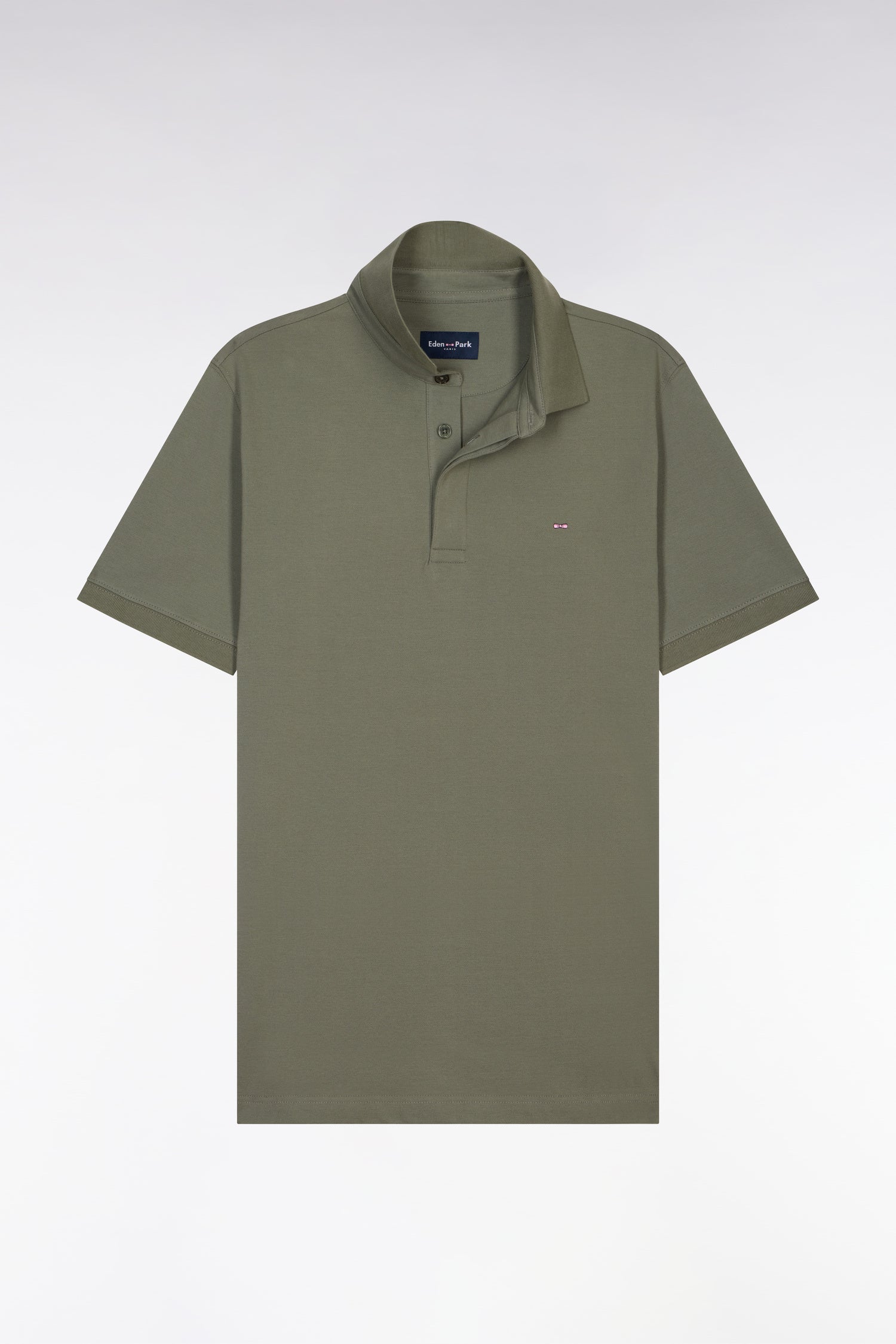 Polo à manches courtes en coton kaki coupe slim