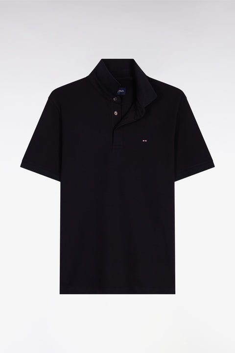 Polo à manches courtes en coton noir coupe slim - Image 2