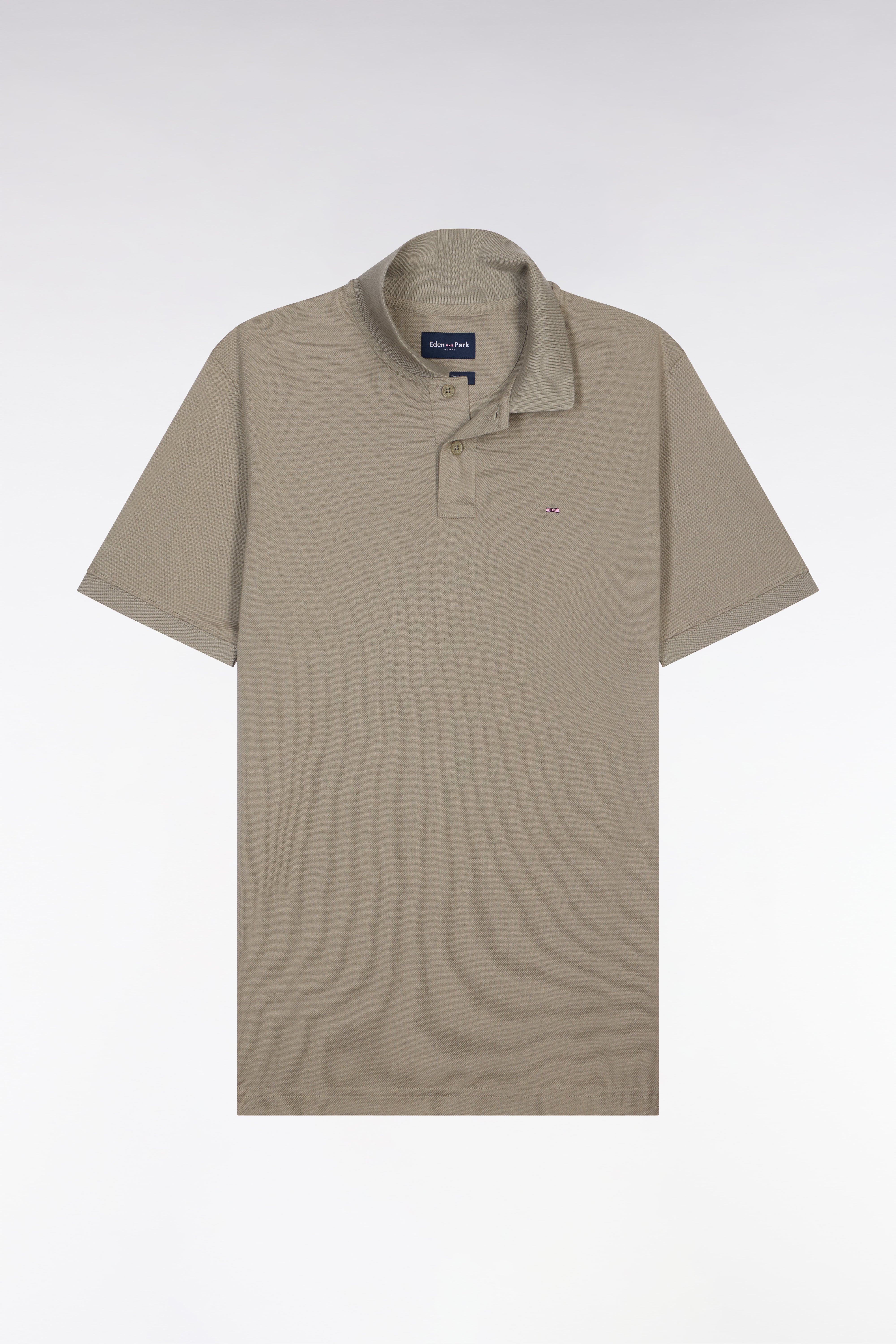 Polo à manches courtes en coton kaki coupe regular