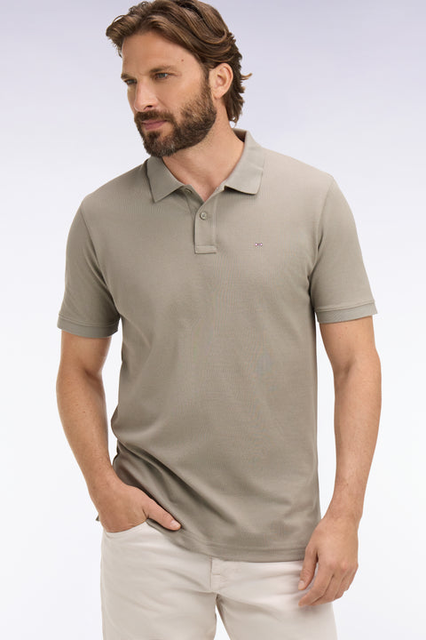 Polo à manches courtes en coton kaki coupe regular - Image 1