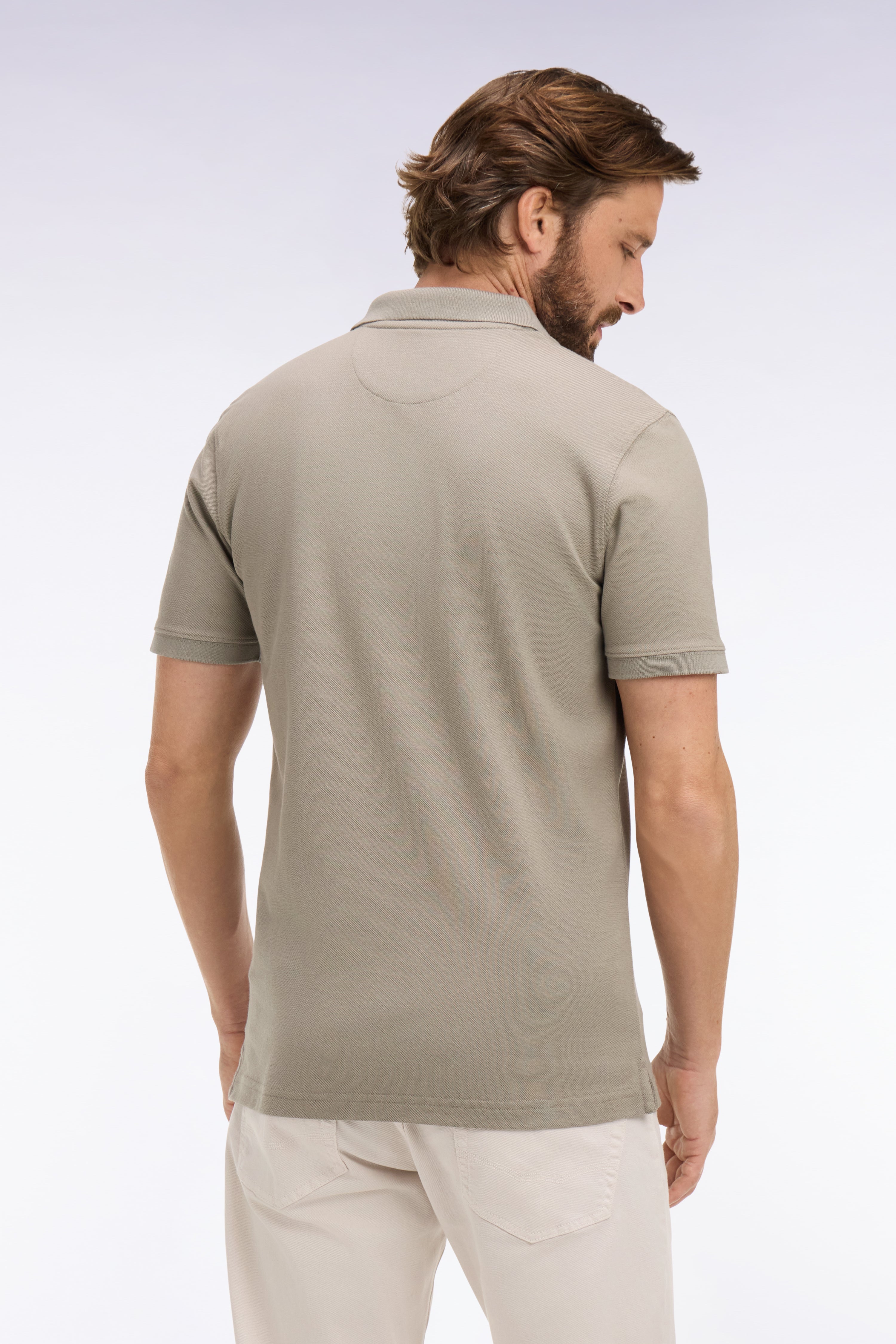 Polo à manches courtes en coton kaki coupe regular