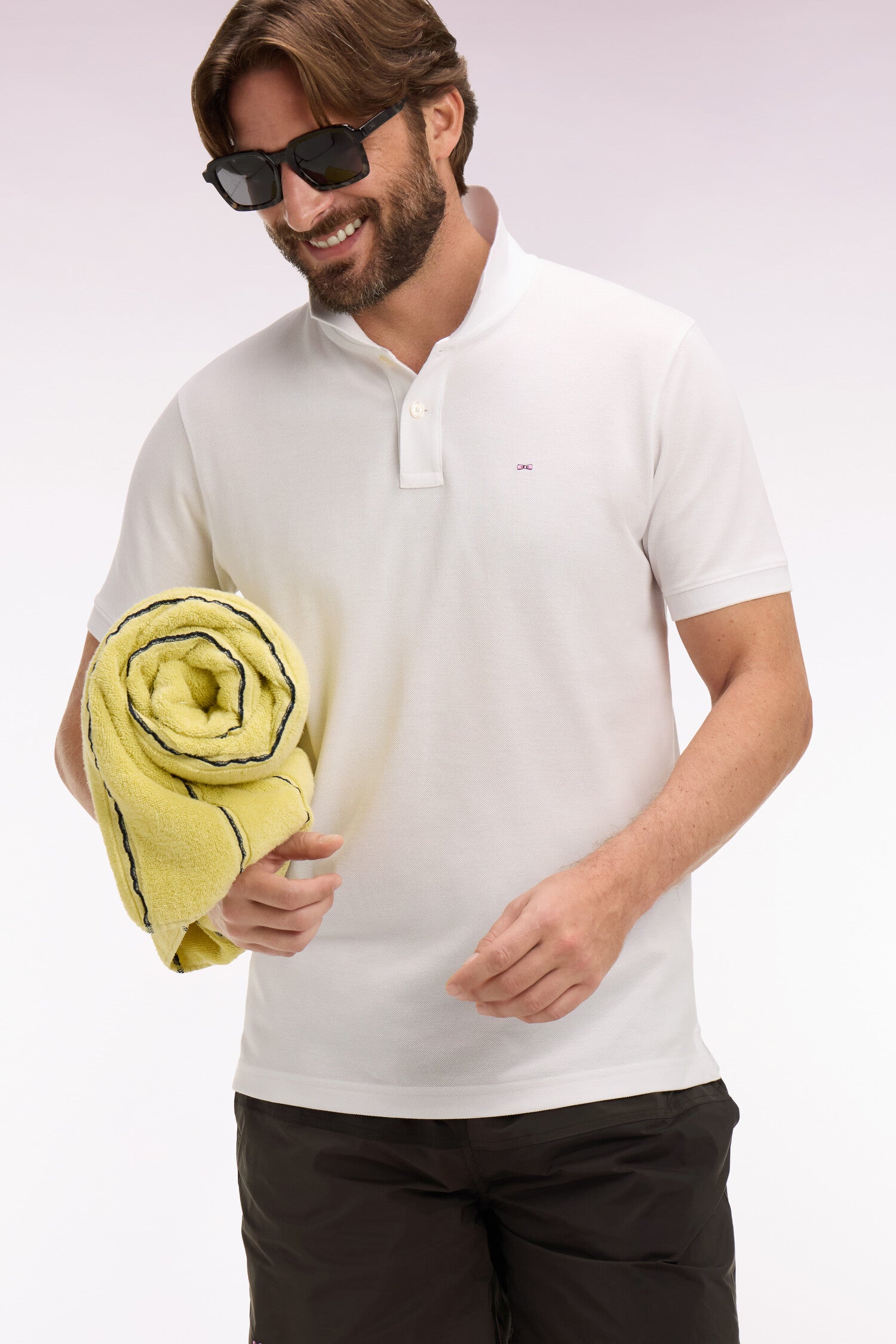 Polo à manches courtes en coton blanc coupe regular