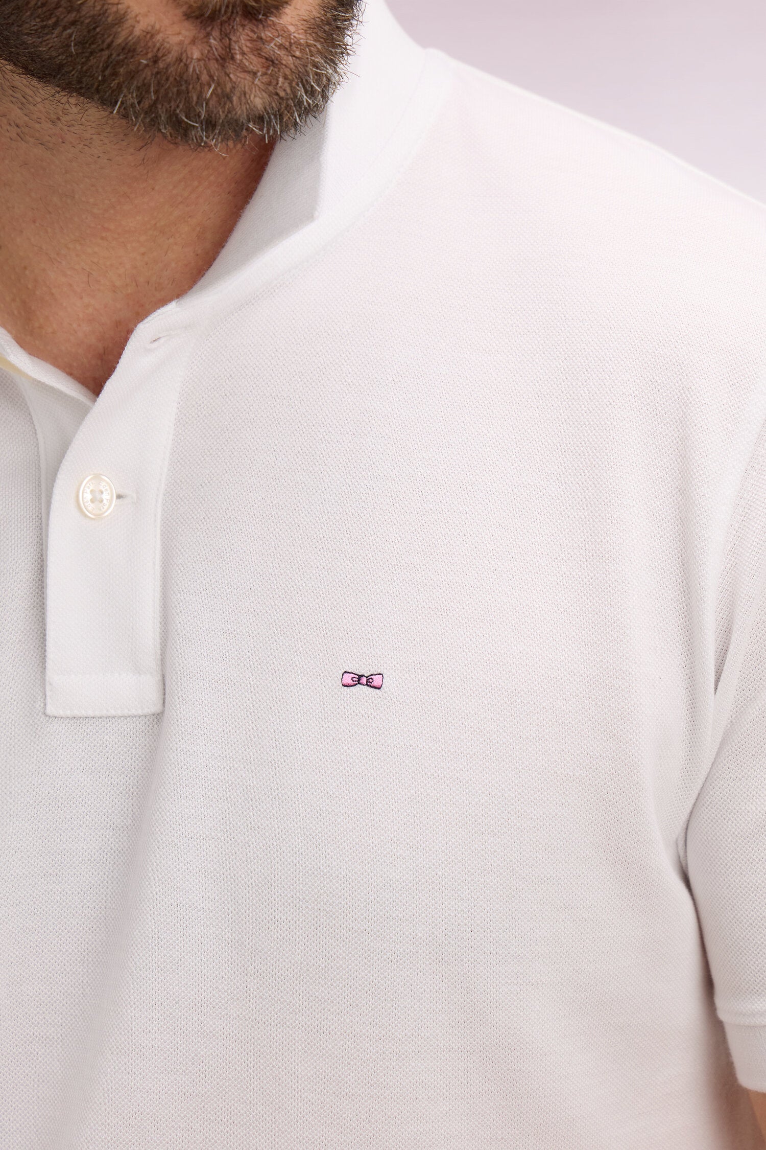 Polo à manches courtes en coton blanc coupe regular