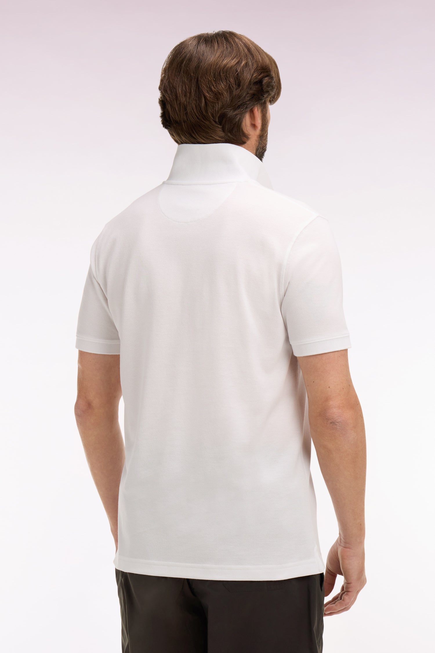 Polo à manches courtes en coton blanc coupe regular
