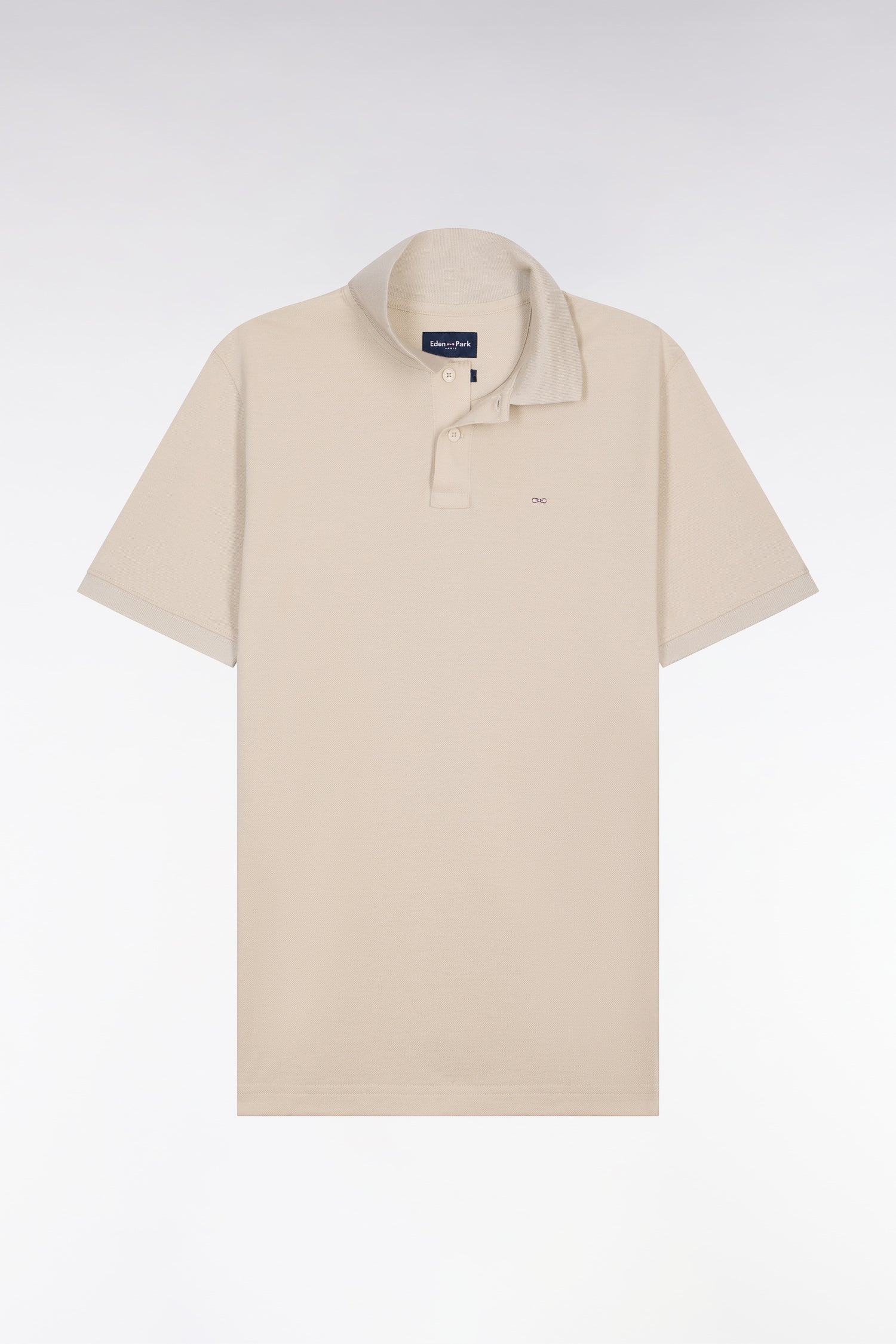 Polo à manches courtes en coton beige coupe regular