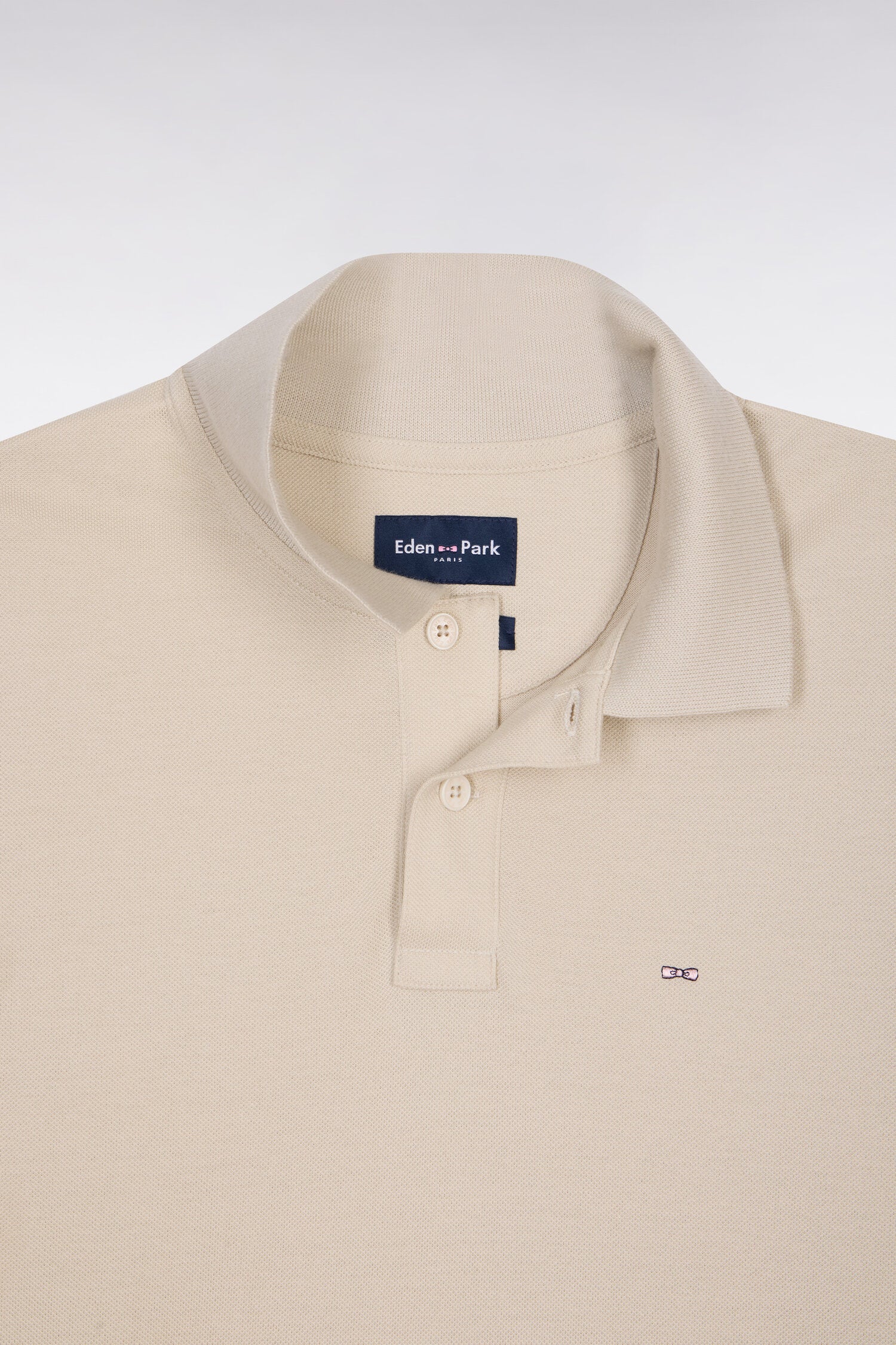 Polo à manches courtes en coton beige coupe regular