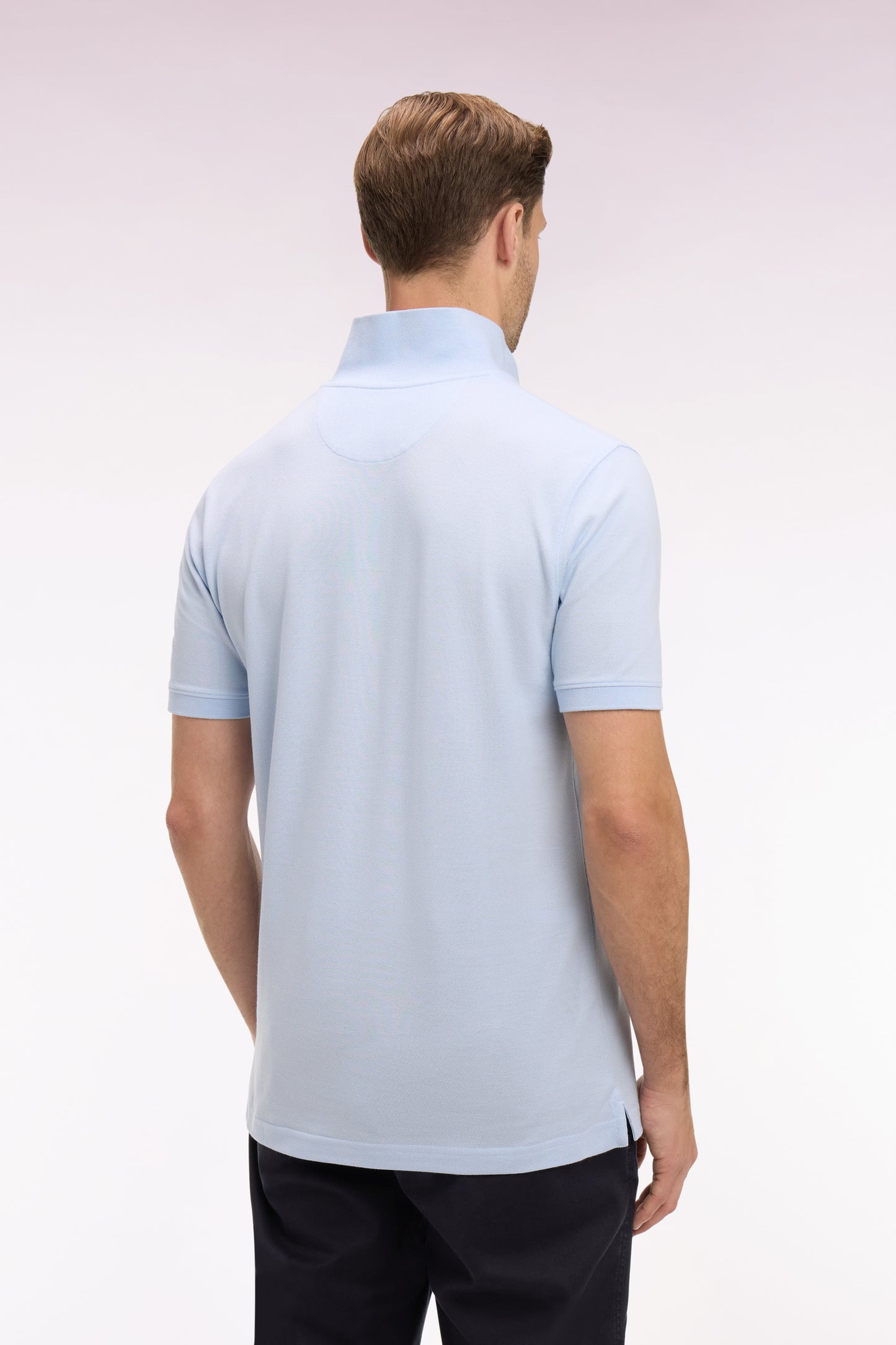 Regular fit short-sleeved sky cotton polo shirt
