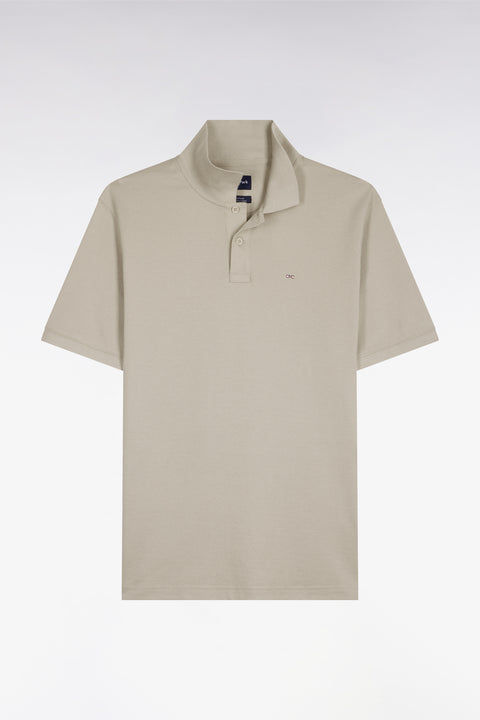 Polo à manches courtes en coton gris clair coupe regular - Image 2