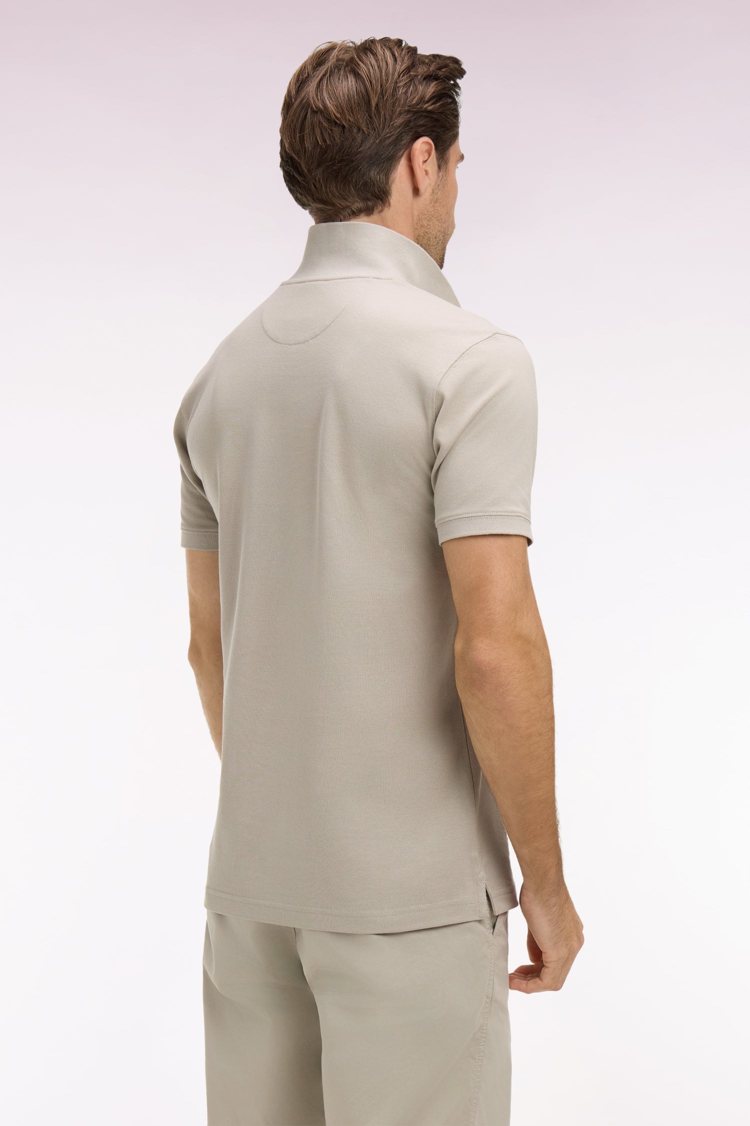 Polo à manches courtes en coton gris clair coupe regular