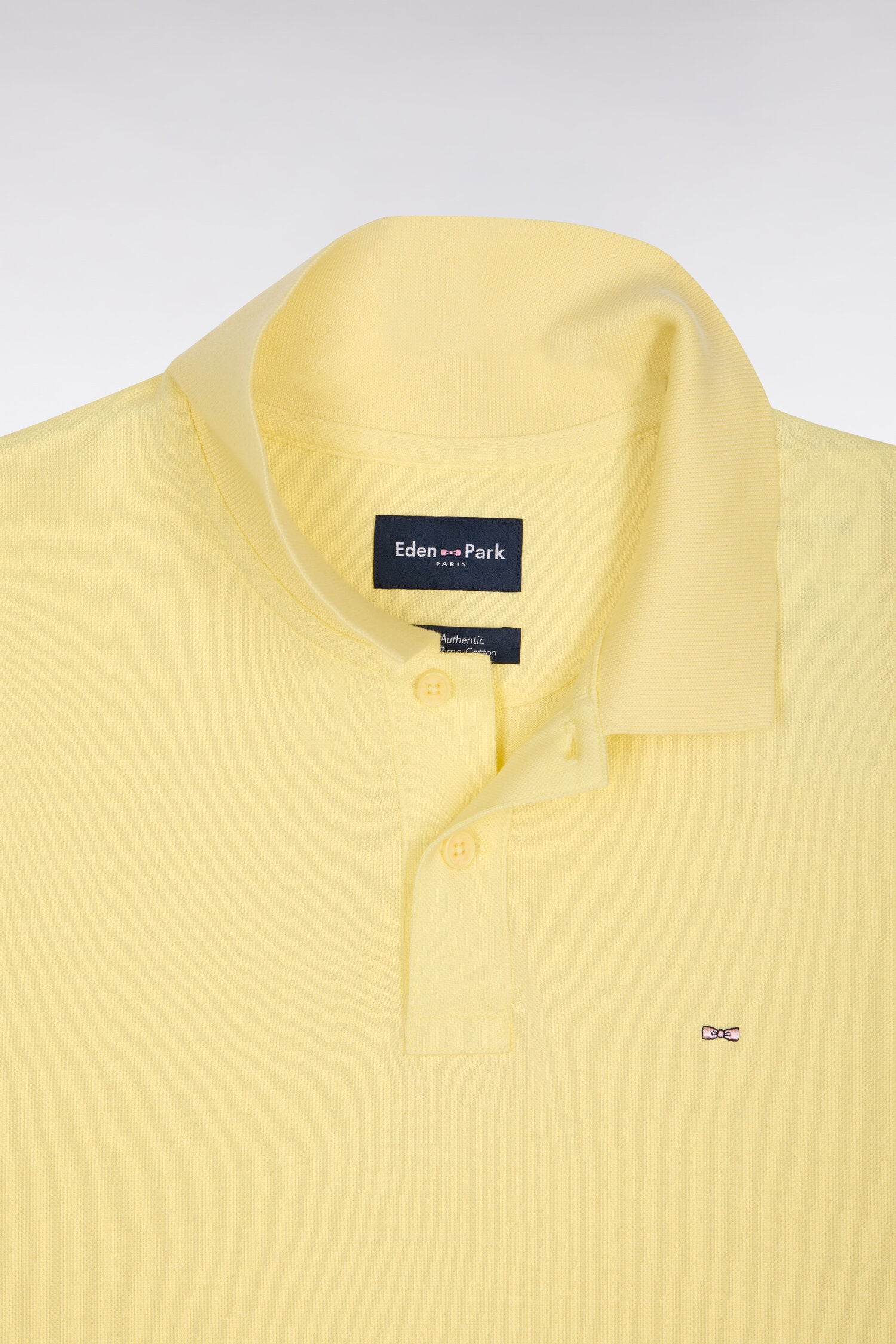 Polo à manches courtes en coton jaune clair coupe regular