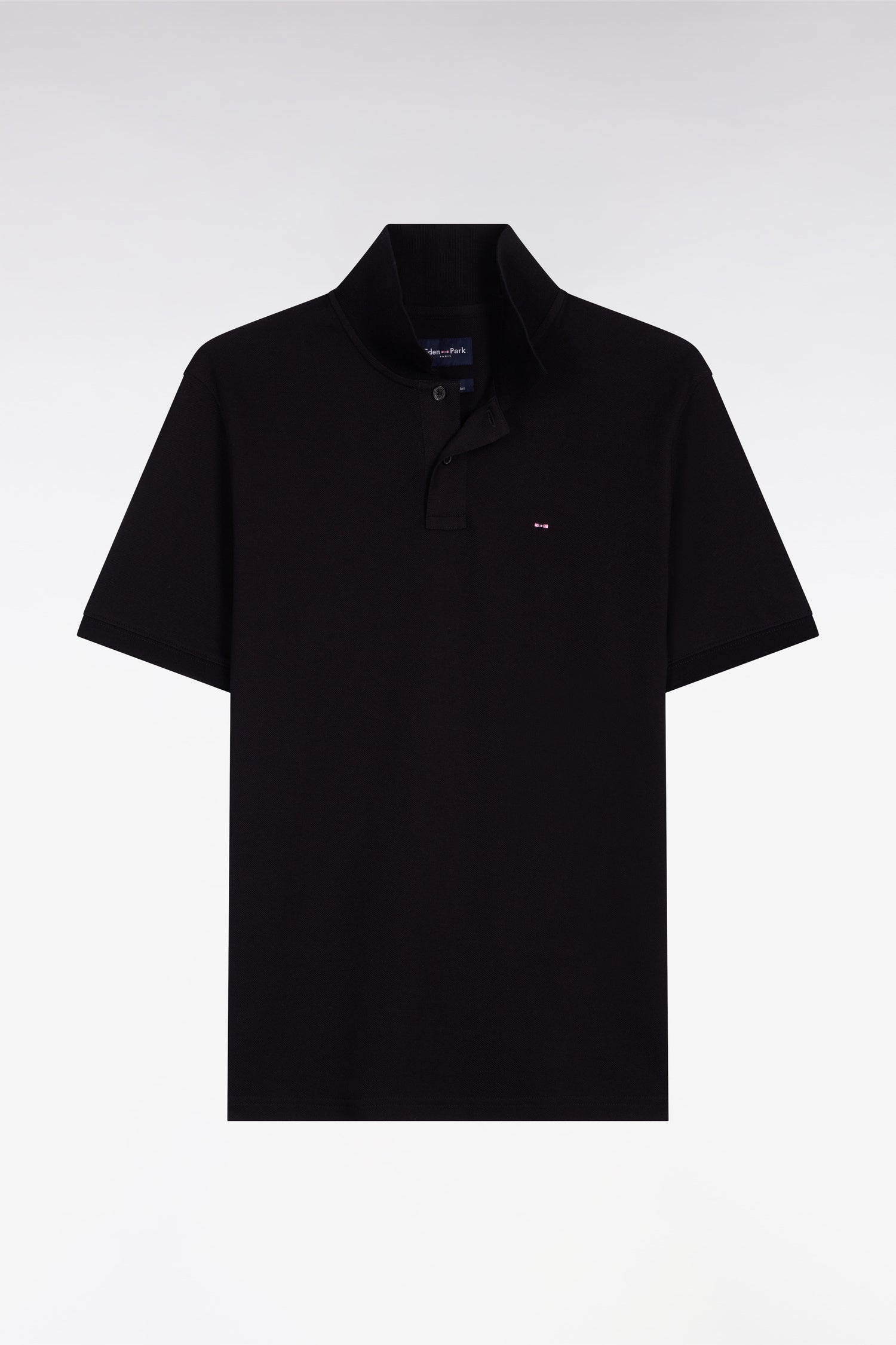 Polo à manches courtes en coton noir coupe regular