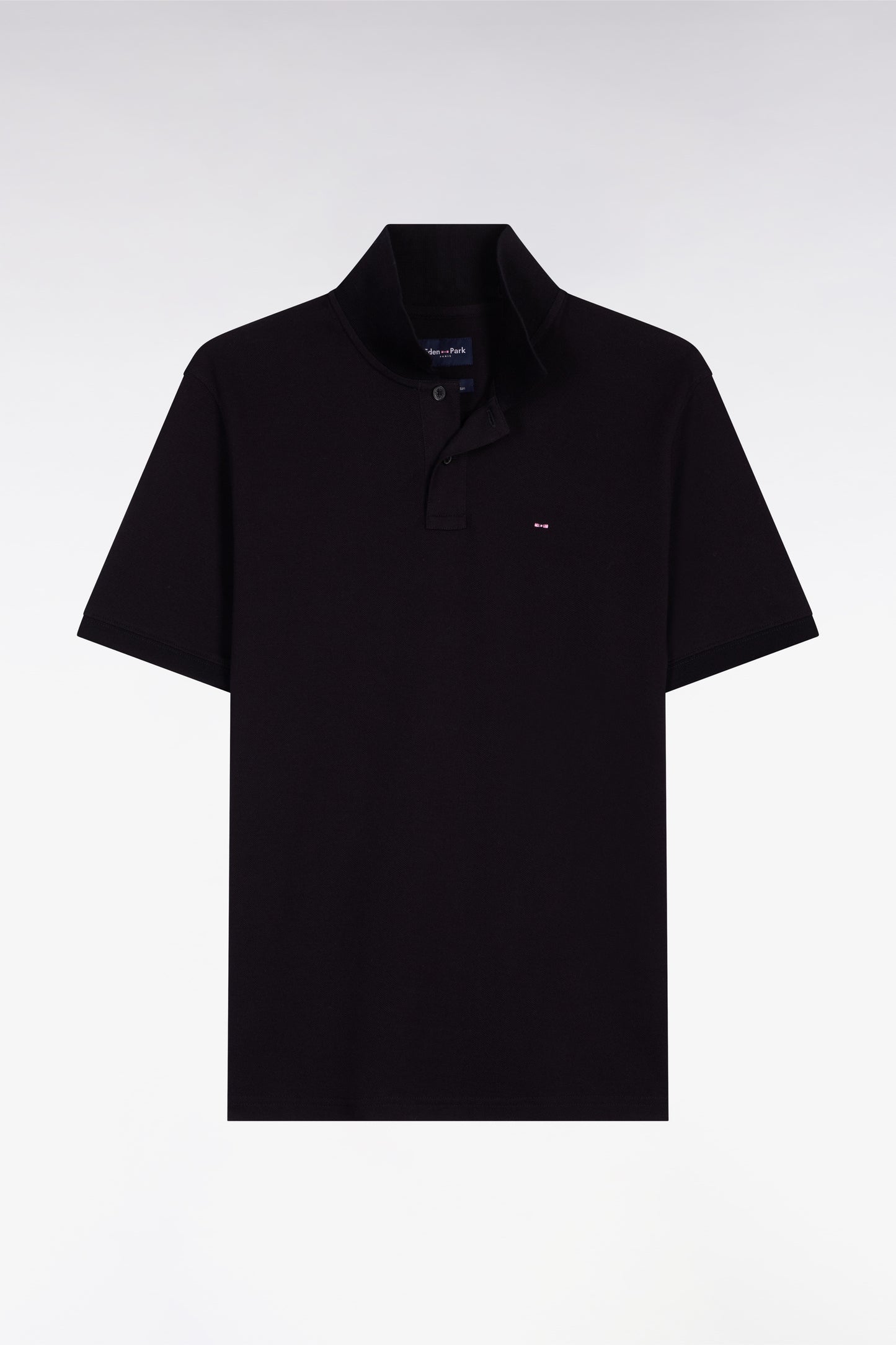 Polo à manches courtes en coton noir coupe regular