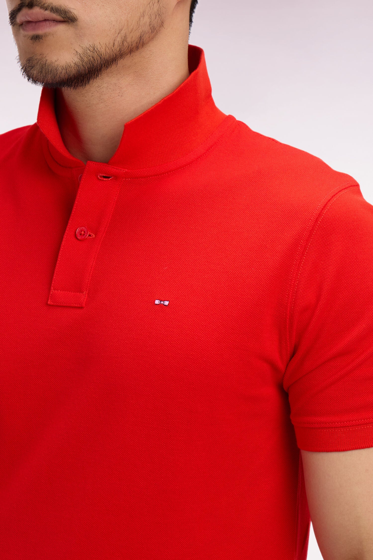 Polo à manches courtes en coton rouge coupe regular