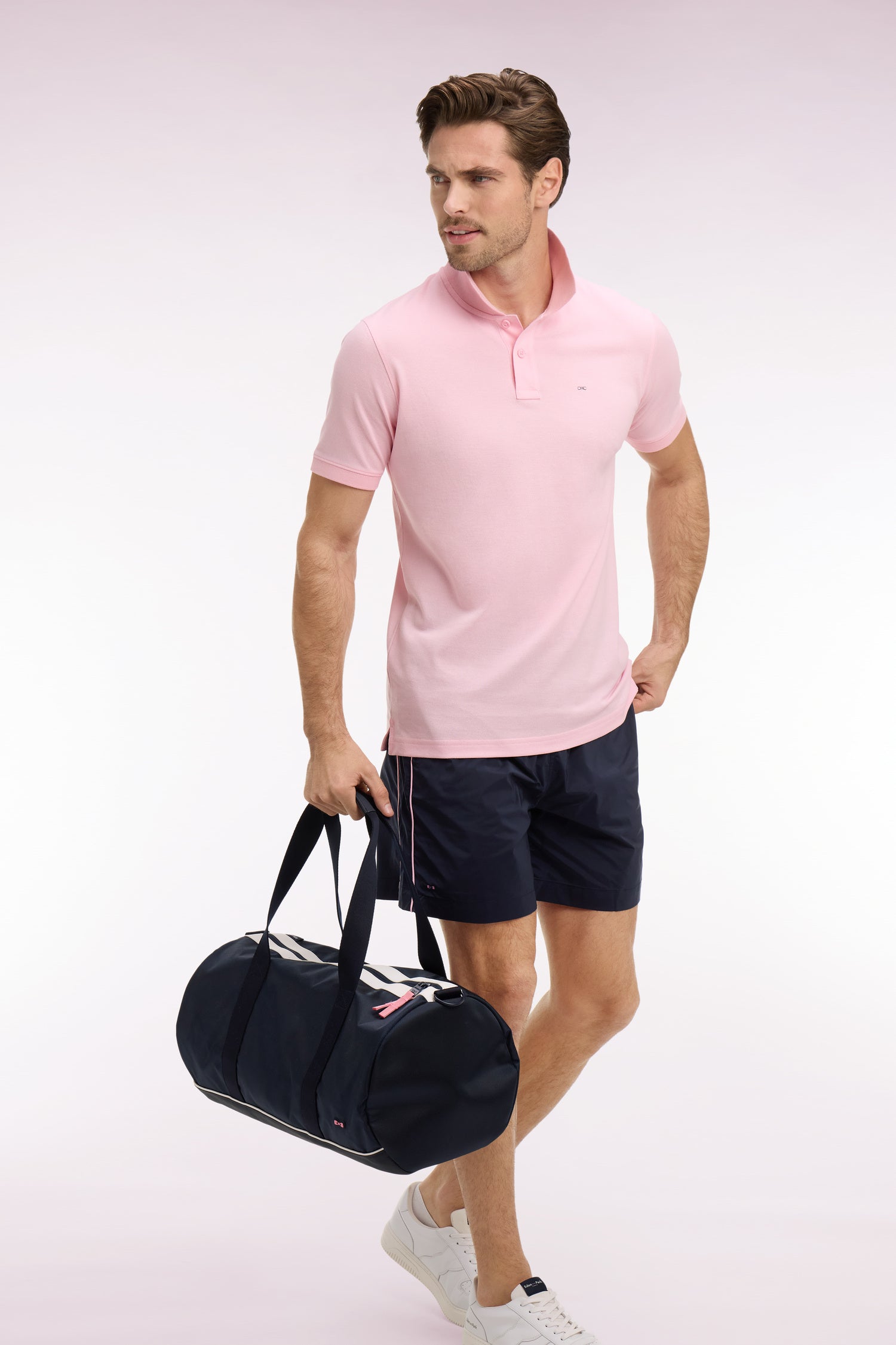 polo de manga corta en algodón rosa claro corte Regular