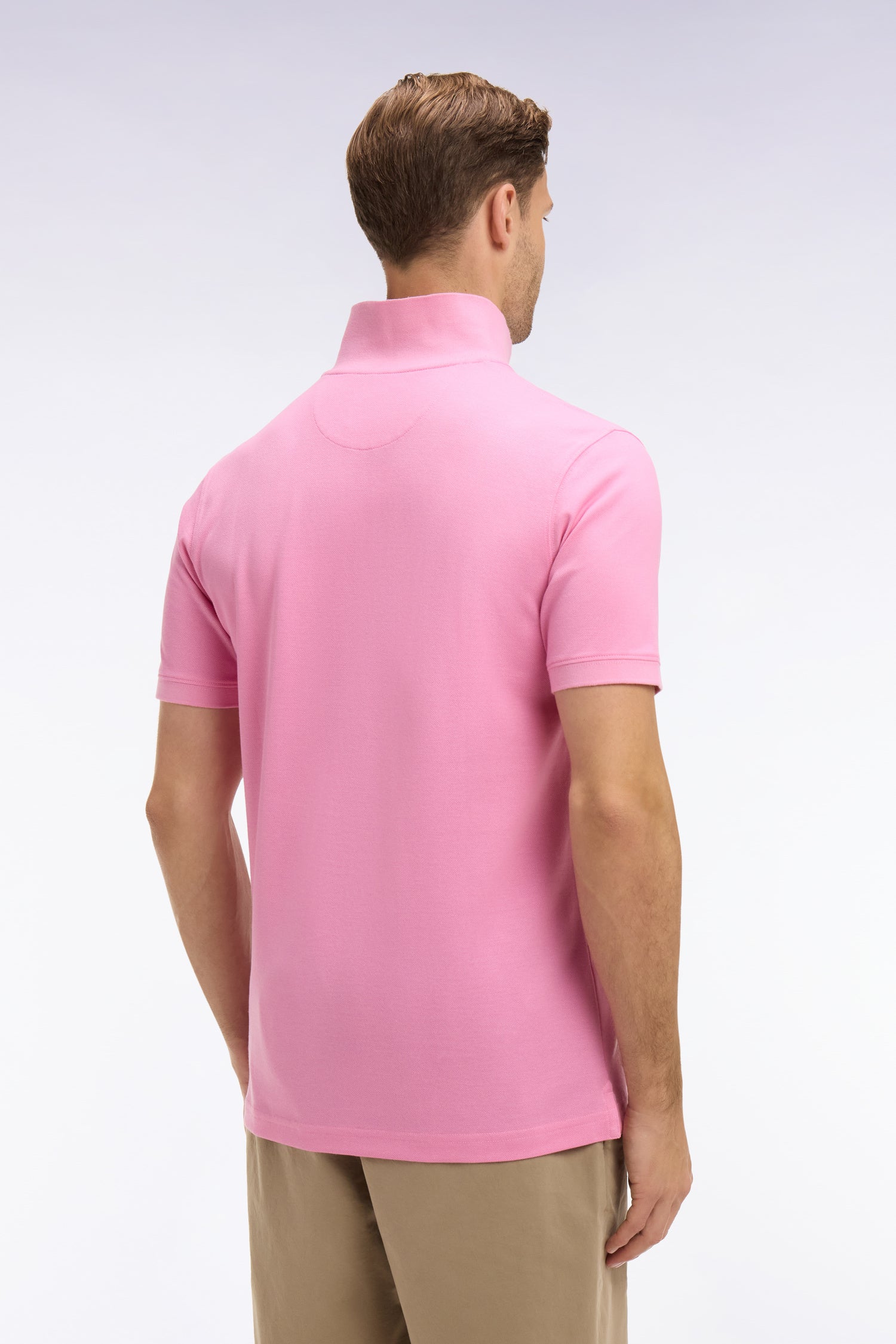 Polo à manches courtes en coton rose coupe regular