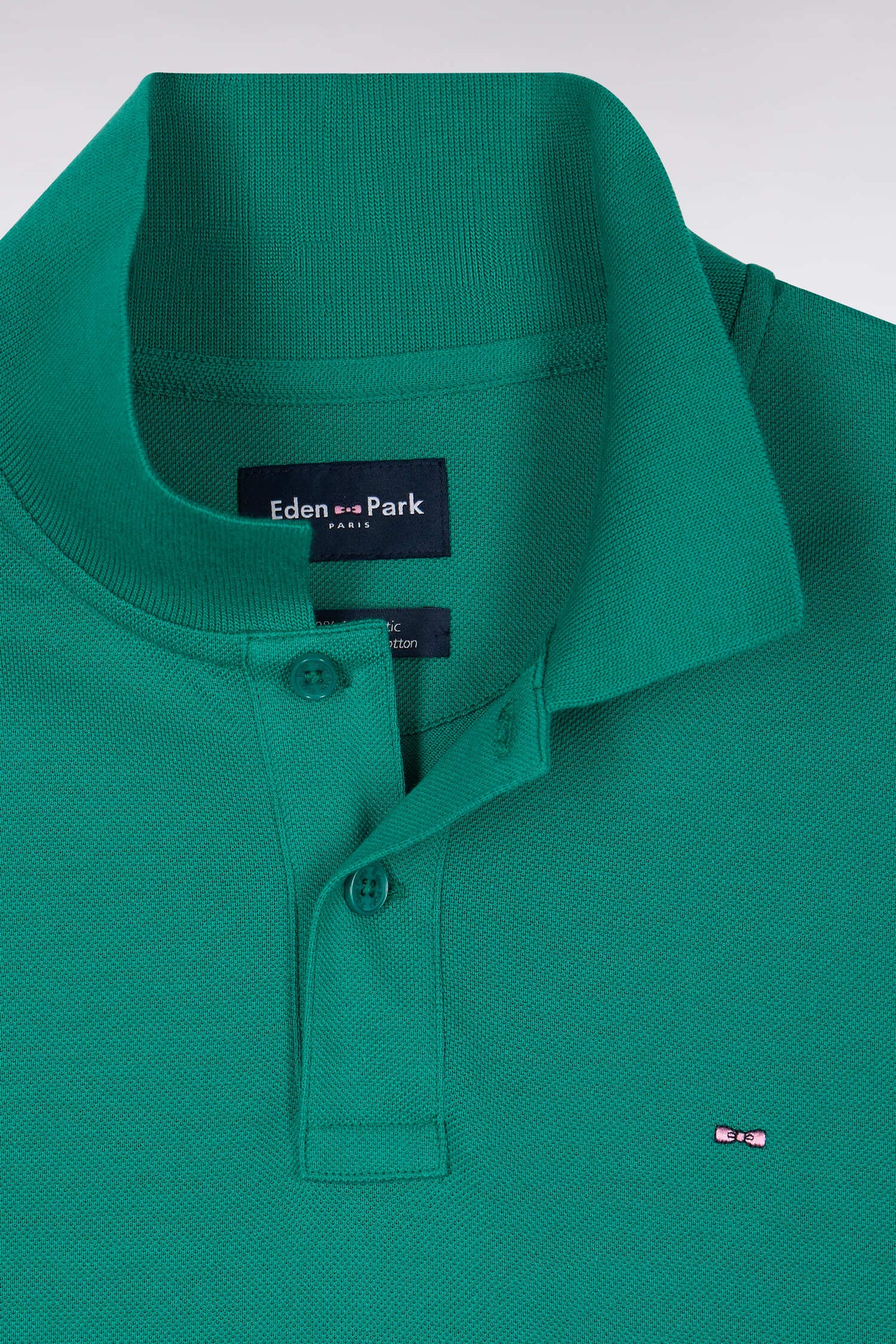 Polo à manches courtes en coton vert foncé coupe regular