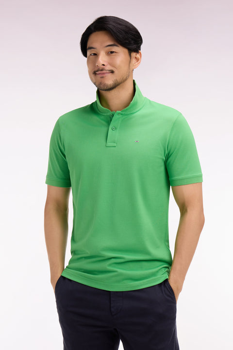 Polo à manches courtes en coton vert coupe regular - Image 3