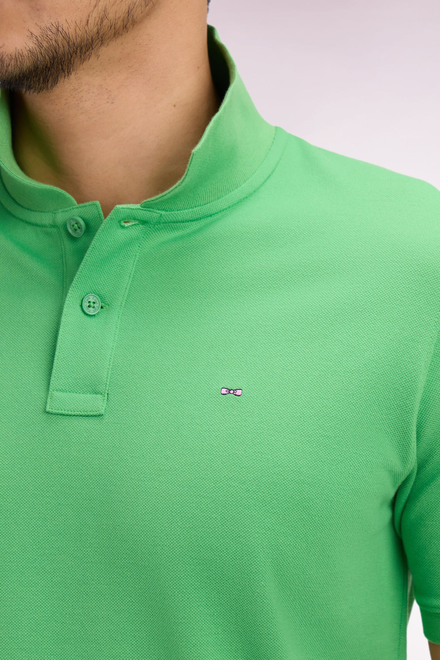 Polo à manches courtes en coton vert coupe regular