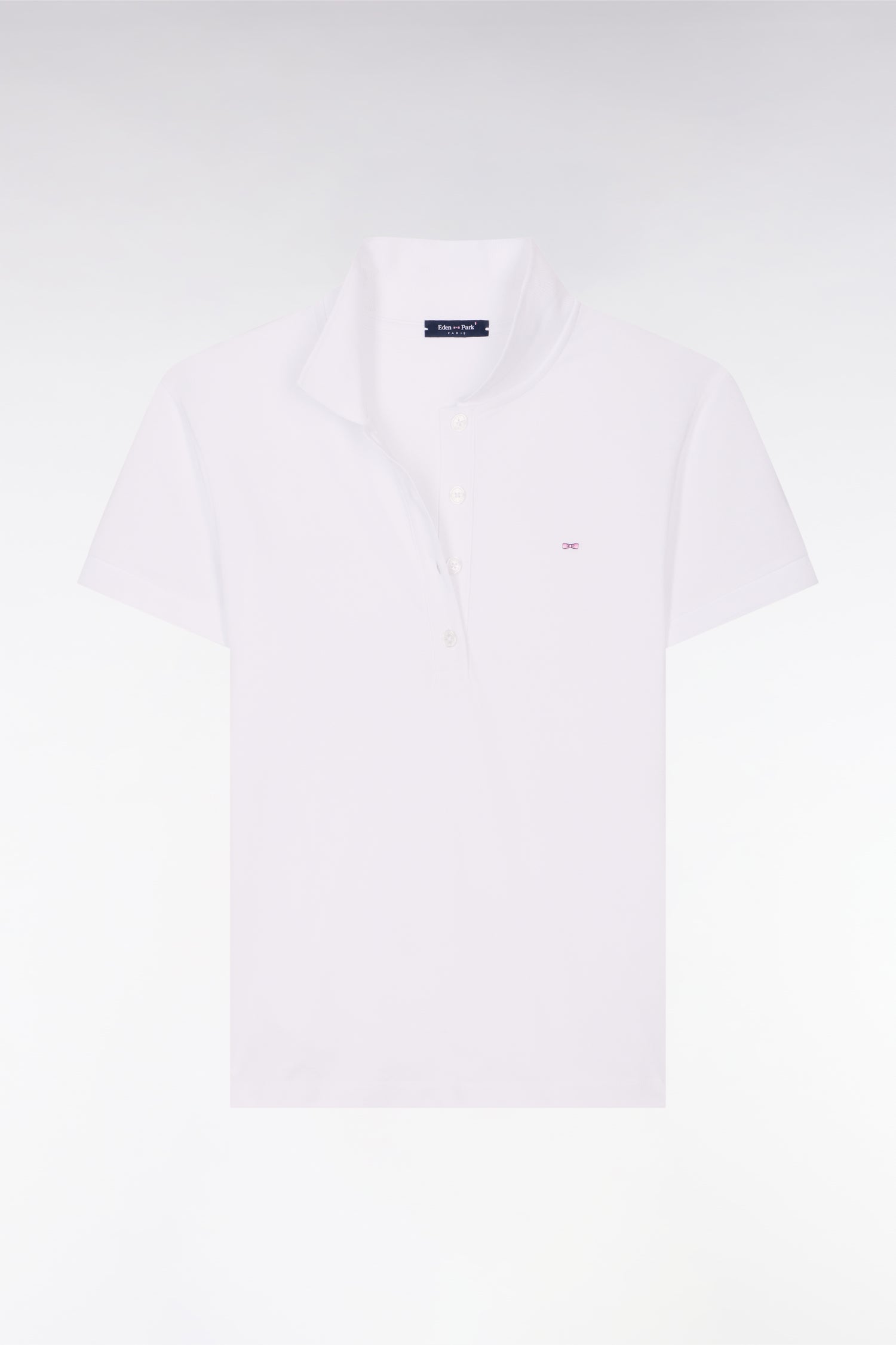 Polo à manches courtes en coton stretch blanc