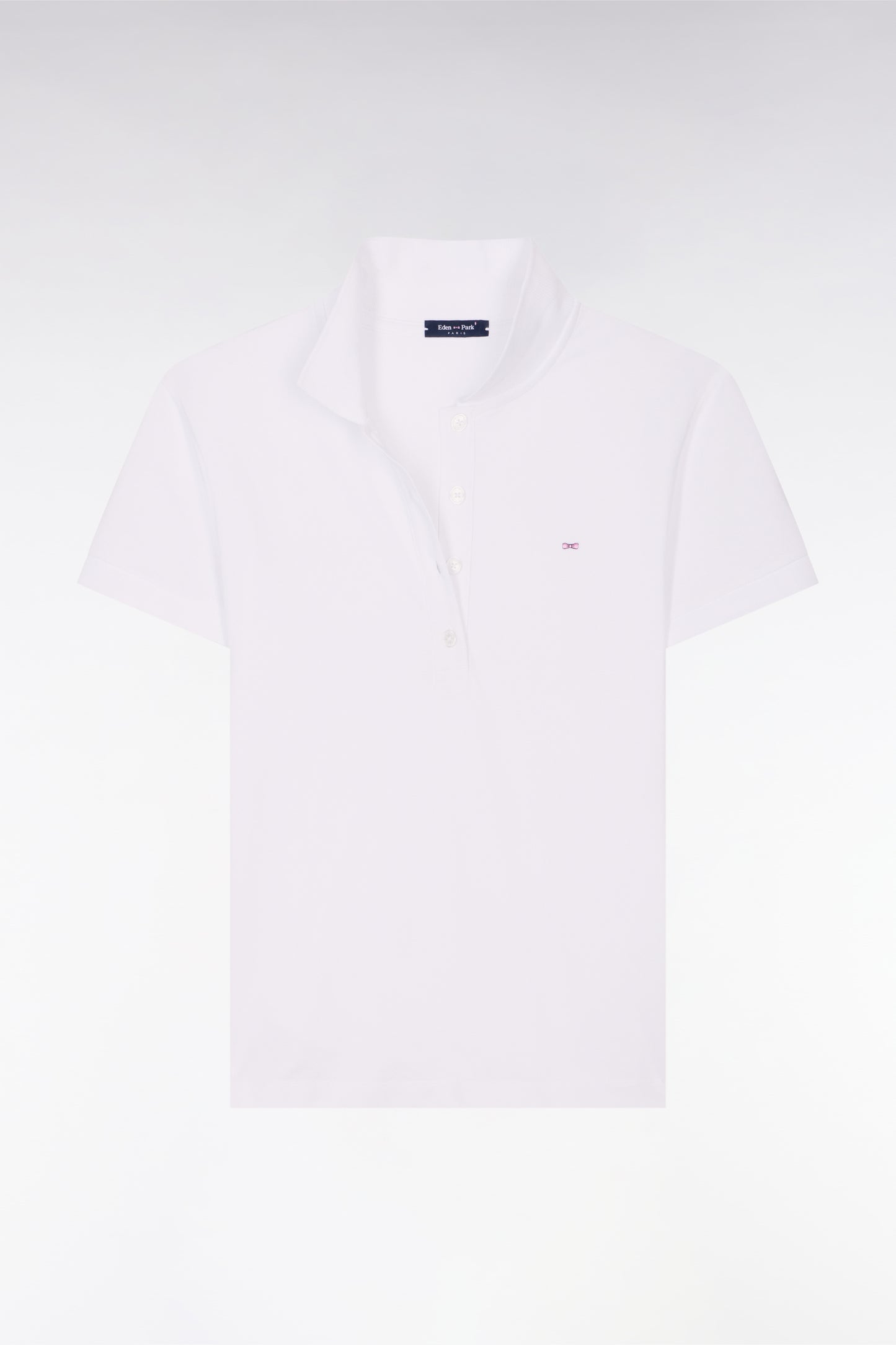 Polo à manches courtes en coton stretch blanc