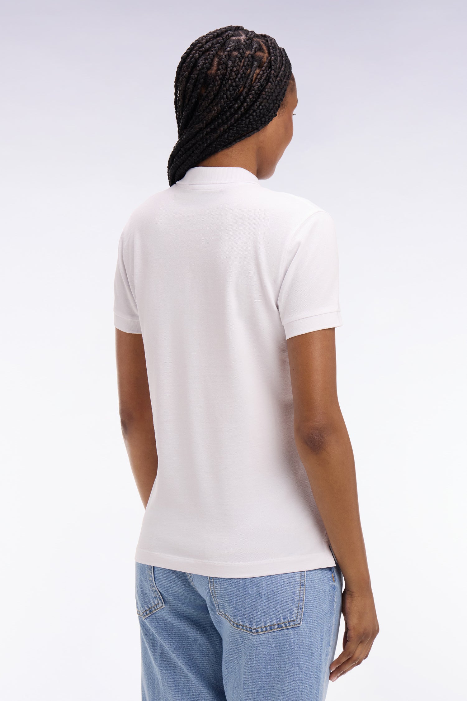 Polo à manches courtes en coton stretch blanc